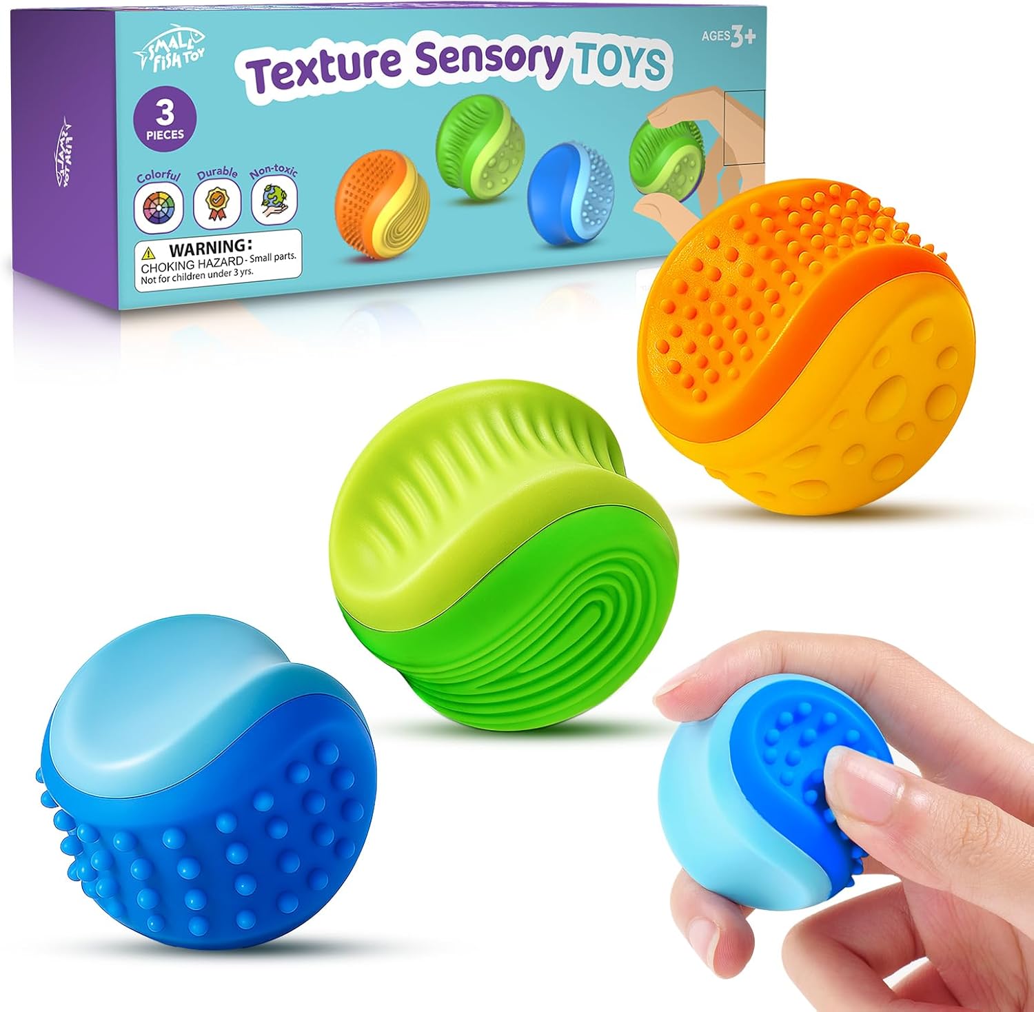 Fidget Toys Sensory Stone for Kids: 3 Pack Double Sided Textured Sensory Toys for Autism Children Calming - Quiet Stress Fidget Gadget for Student Classroom, Adult Office, Travel Essentials - Image 2