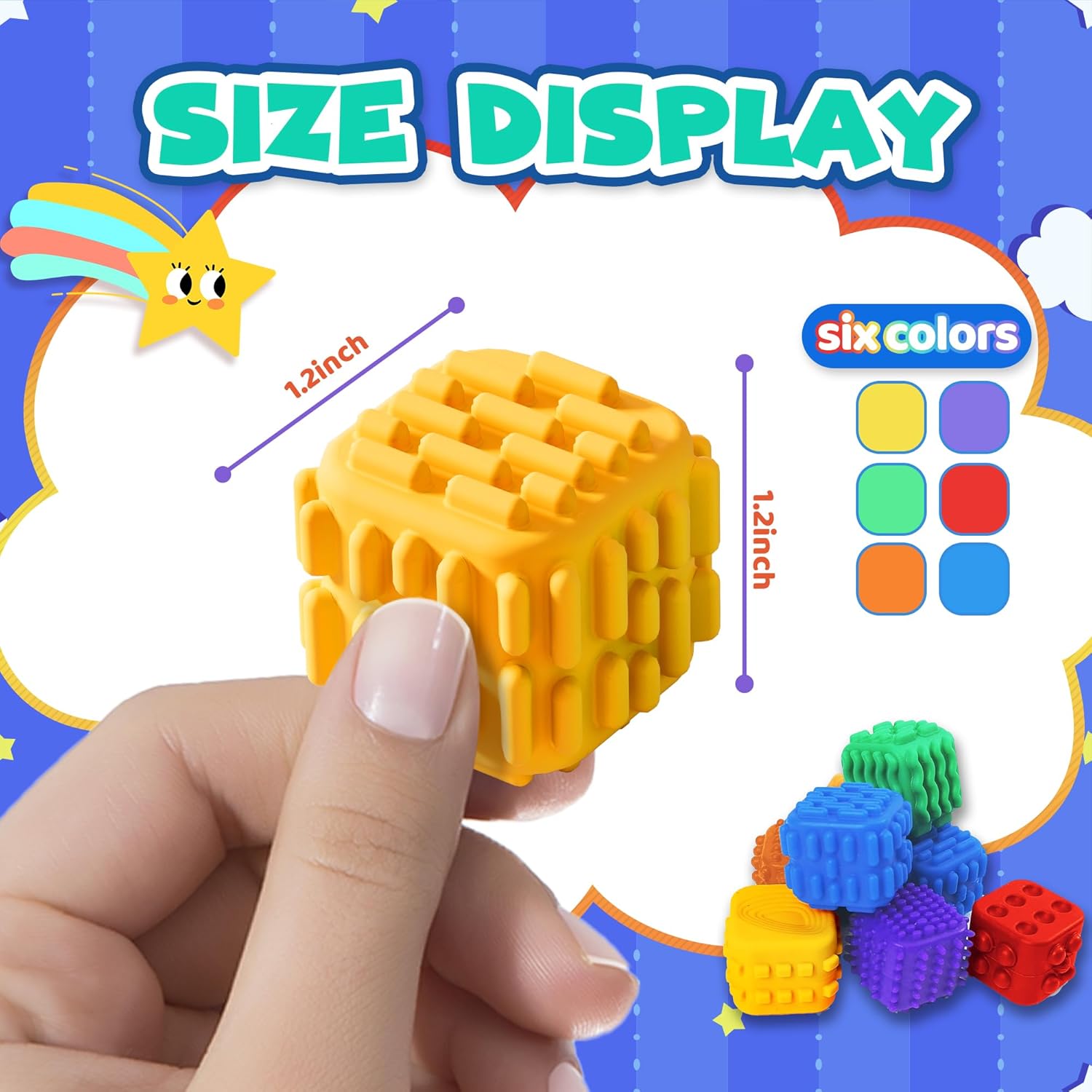 Fidget Cube Toys for Kids Adults Textured Silicone Sensory Worry Stones Quiet Fidgets Cubes for Autism ADHD Teen Silent Office Stress Toy Mini Desk Toys for Calm Down Anxiety Relief Gift for Classroom - Image 3