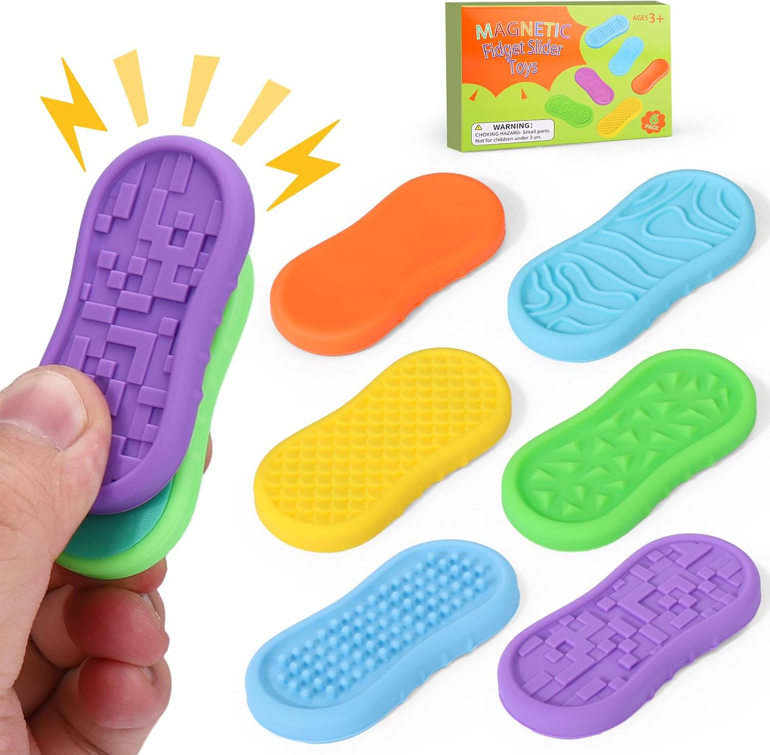 BUSOHA Silicone Magnetic Fidget Slider Toys - Relieve Anxiety Fidget Toys Adult for Classroom Sensory Worry Stone Travel Toys for Stress,Autism and ADHD,Gifts for Teens Kids - Image 2