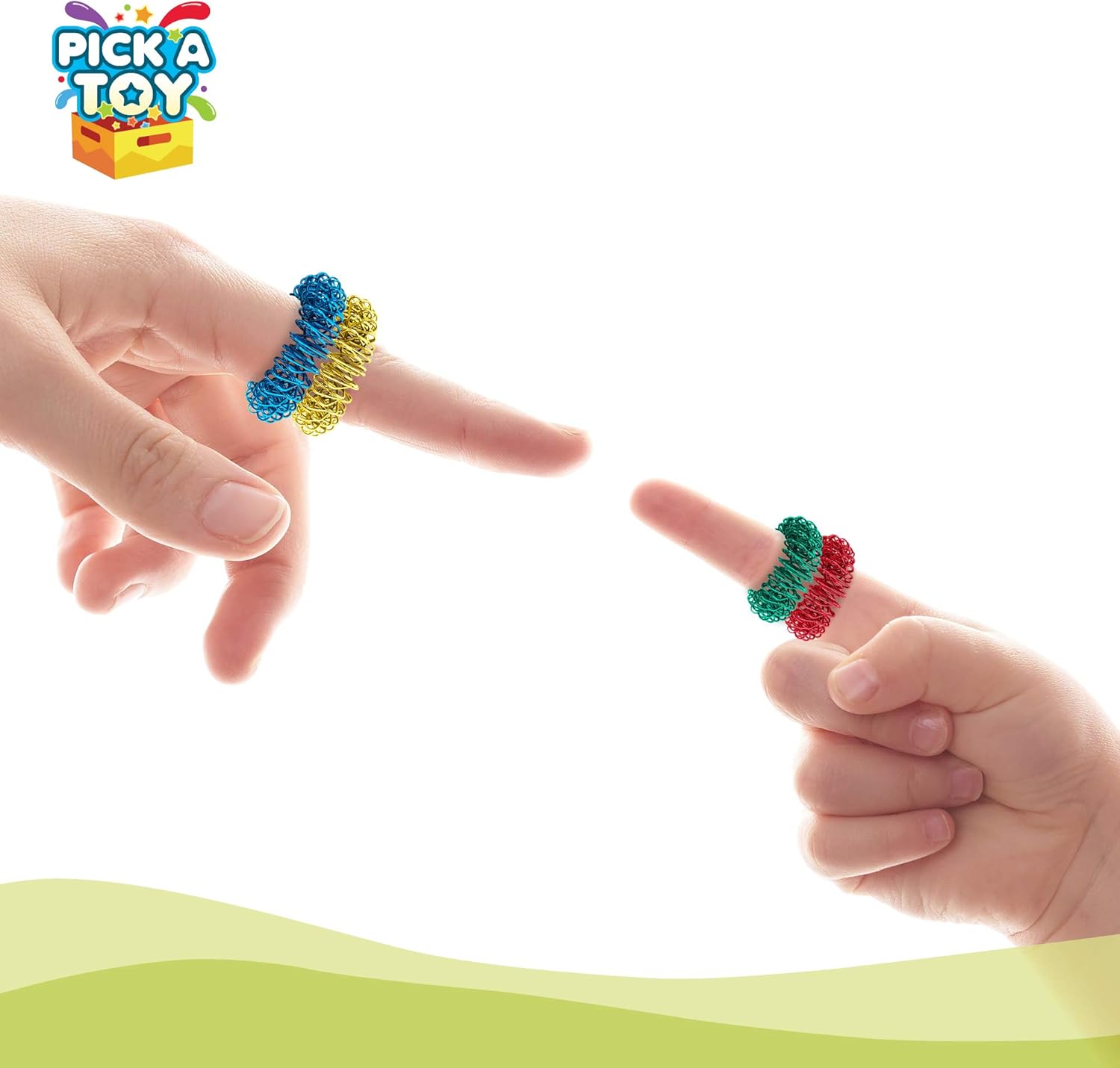 Pick A Toy Stress Relief Fidget Sensory Toy Set 10 Small Quiet Metal Acupressure Rings for Adults, Teens and Kids 5+. Stimming Toys for Focus and Relaxation Spike Fidgets for School and Office - Image 3