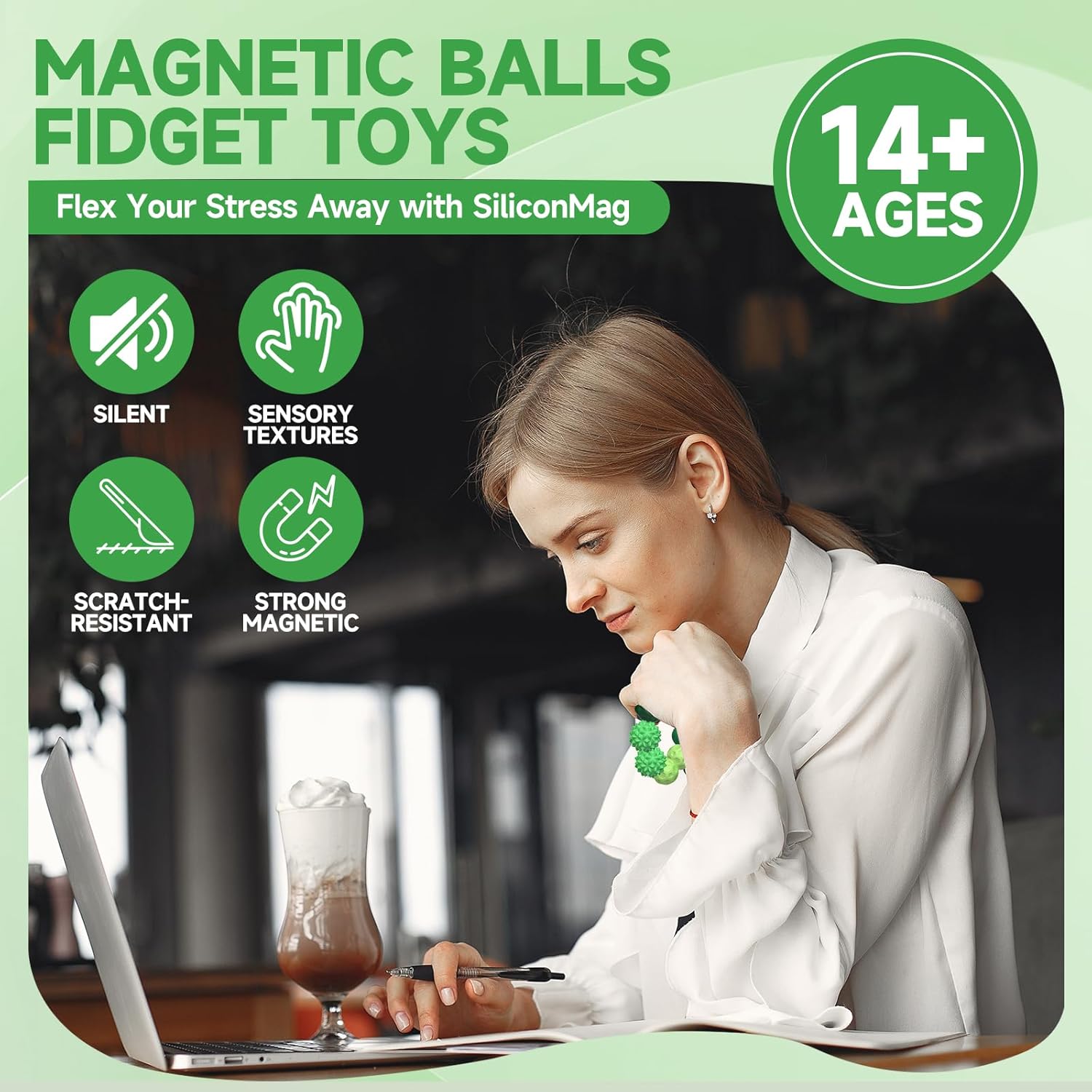 Magnetic Balls Fidget Toy Adults - 8pcs Sensory Attraction Stress Balls with Silicone Shell for Adults to Calm Restless Hands Anxious Mind, Office Desk Stress Magnetic Fidget Balls for Anxiety Relief - Image 6