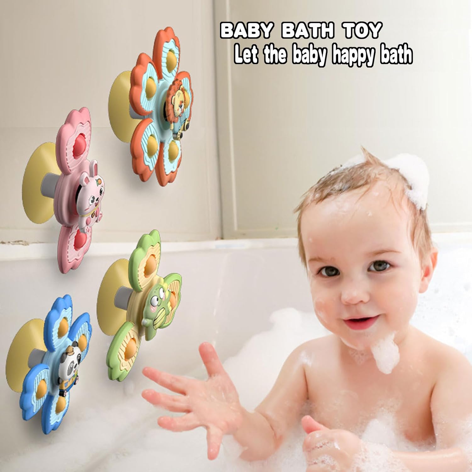 4 Pcs Pop Suction Cup Spinner Toys for 1 Year Old Baby|Baby Bath Toys|Sensory Toys for Toddlers 1-3|Spinning Toy for Boys and Girls|Airplane Car Travel Table & Window Toy Birthday Gifts for Infant - Image 7