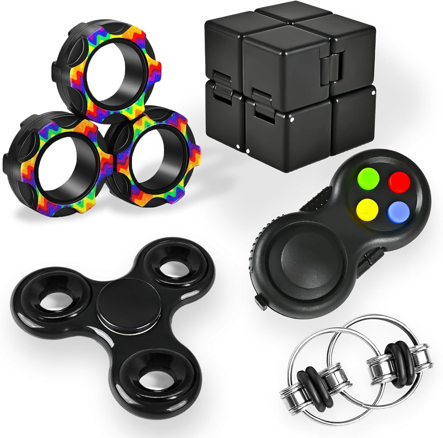 5PC Fidget Toys Adults Set Fidgets for Classroom Must Have Autism Sensory Pack Figette Cube ADHD Special Treasure Prize Tool Stress Relief Desk Cool Gadget for Kids Teen Christmas Stocking Stuffer - Image 2