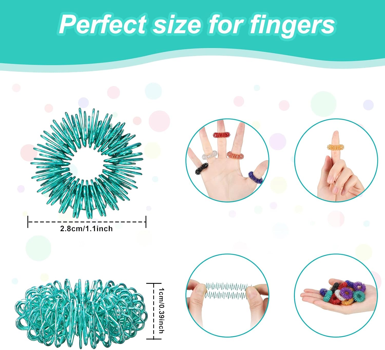 200 Pcs Acupressure Rings Fidget Spiky Sensory Finger Massager Ring Stress Relief Fidget Sensory Toys Anxiety Relief Toys Stress Reducer for Men, Women(Classic Color) - Image 4