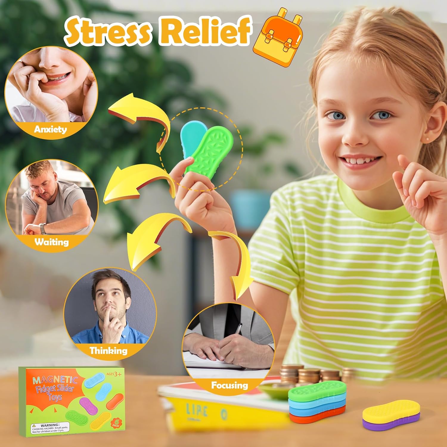 BUSOHA Silicone Magnetic Fidget Slider Toys - Relieve Anxiety Fidget Toys Adult for Classroom Sensory Worry Stone Travel Toys for Stress,Autism and ADHD,Gifts for Teens Kids - Image 6