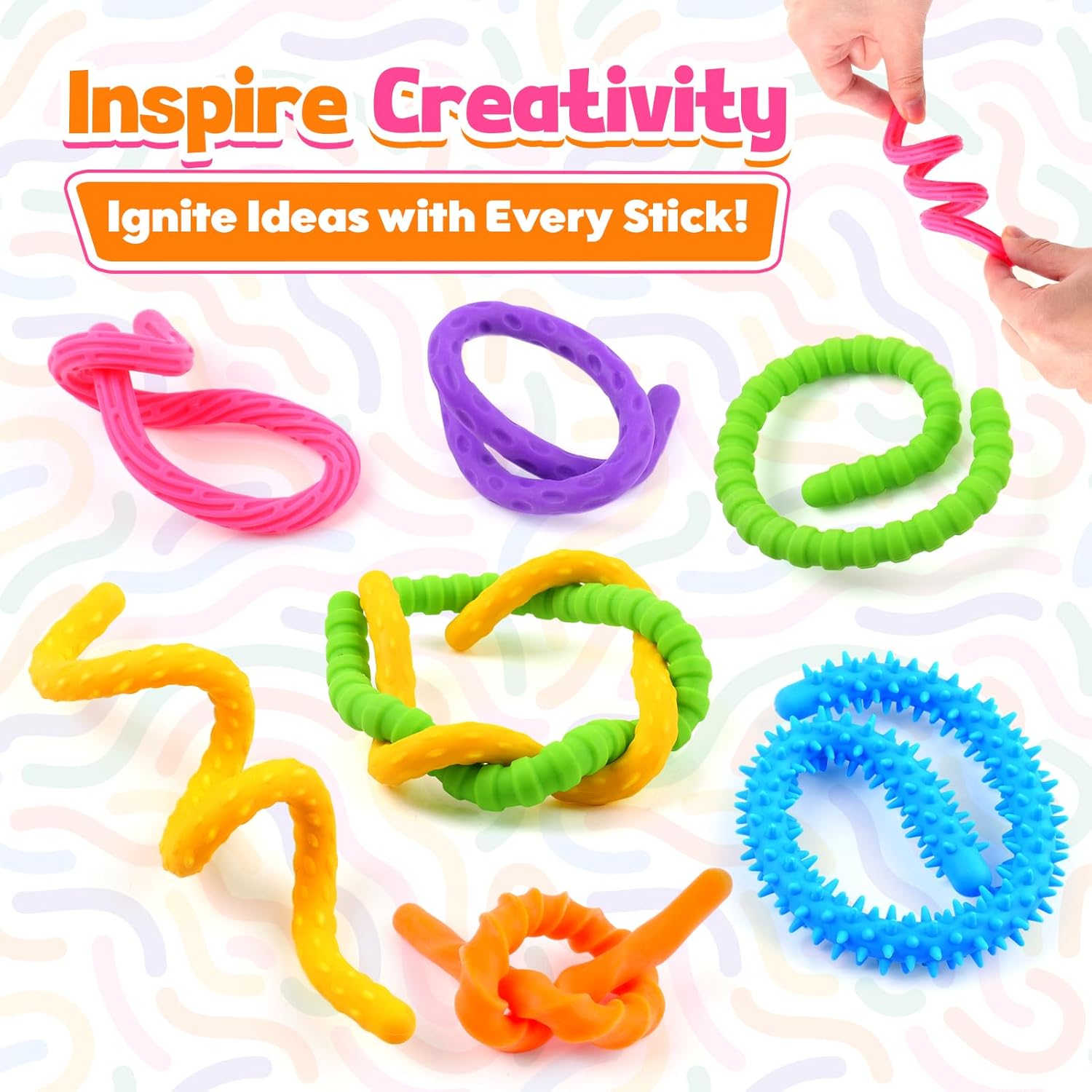 Fidget Toys Sensory Stick: Textured Calming Sensory Toys for Autism Kids, Teacher Classroom Must Haves, Anxiety Relief Fidgets for Classroom Student, Travel Activities Essential 6 Pack - Image 5