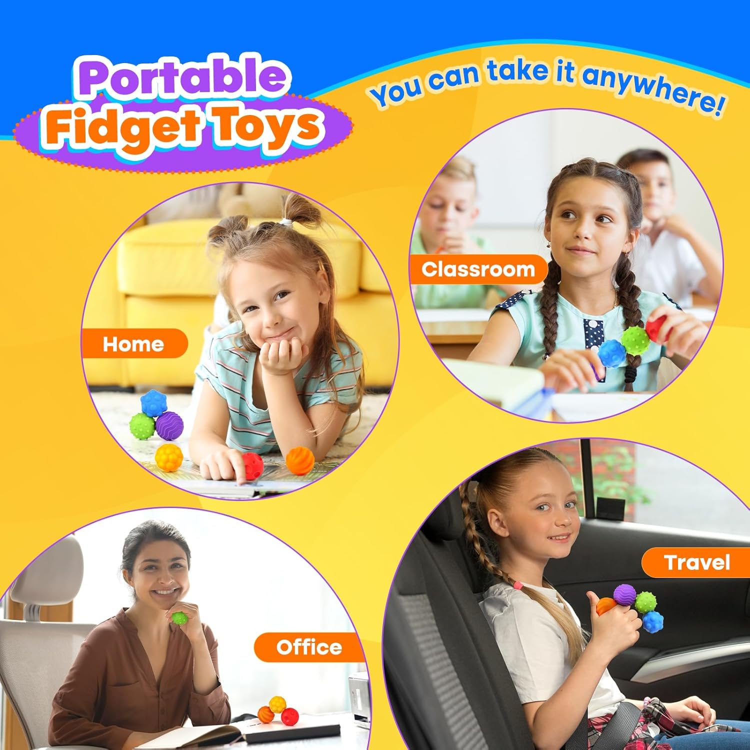 LESONG Magnetic Balls Fidget for Kids: Sensory Items Large Silicone Magnet Balls - Quiet Fidget Toys for Anxiety ADHD Autism Office Travel Classroom - Gifts for Boys Girls (6 Pack) - Image 6