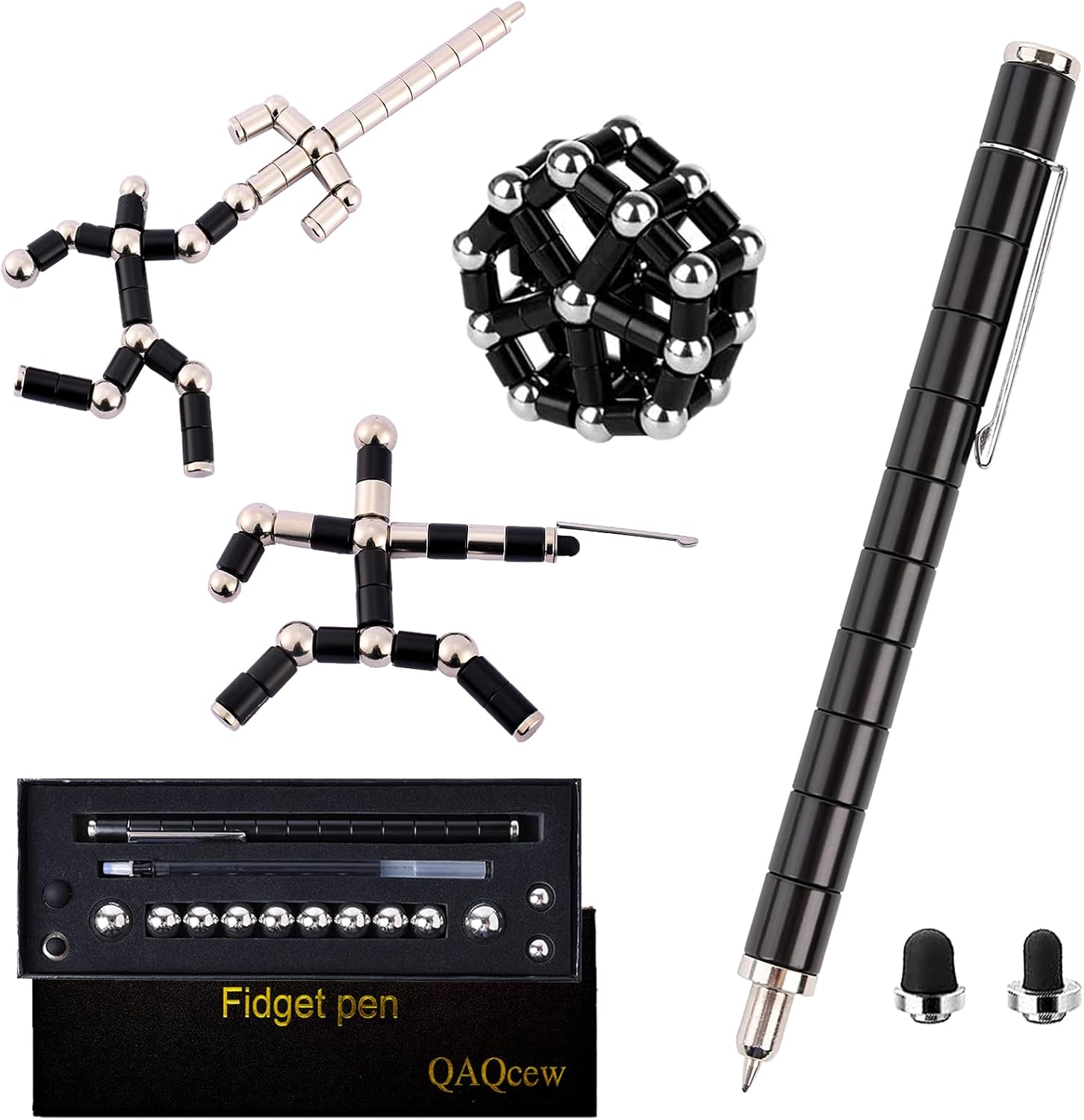 Fidget Pen, Decompression Magnetic Fidget Toy Pen, Magnet Pen Fidget Toy Relieve Pressure Novel Toy Gift for Kids or Friends! (Black) - Image 2