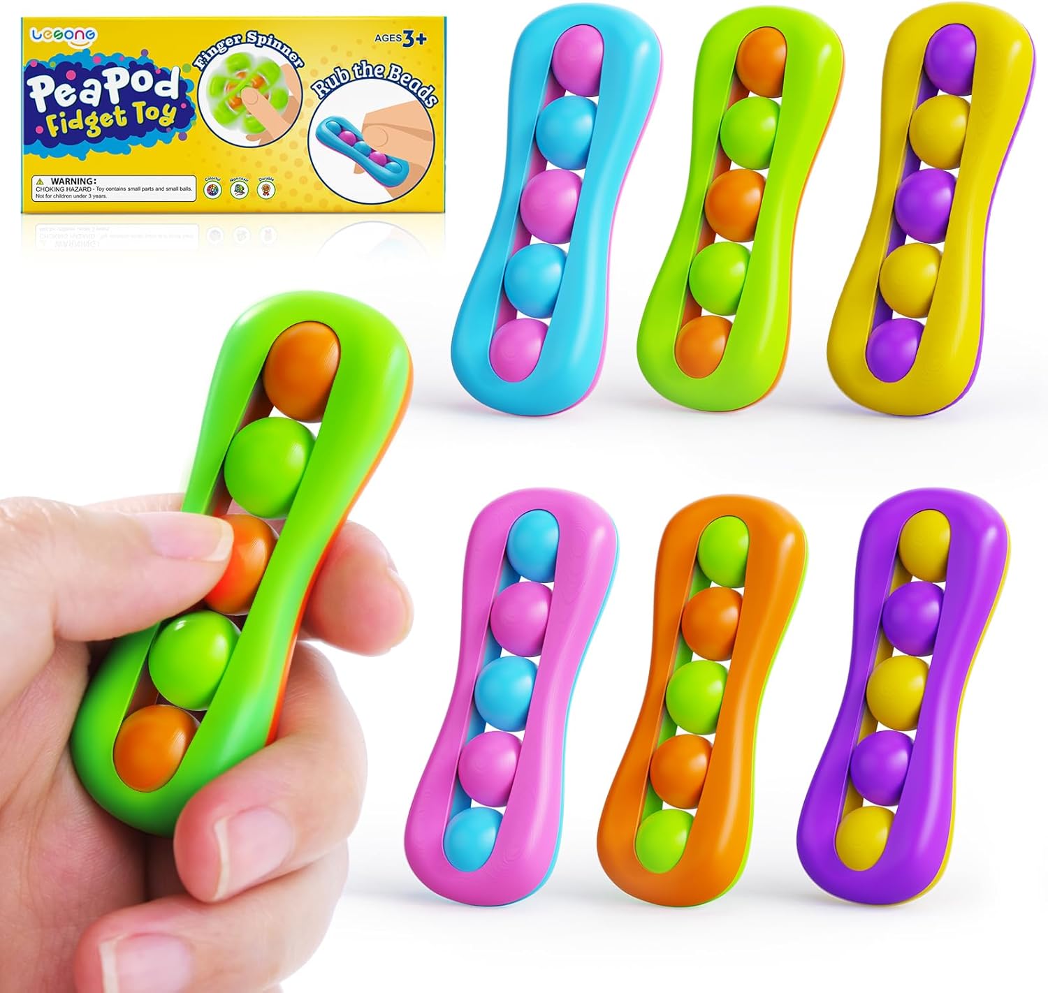 LESONG Fidget Sensory Toys for Kids: 6 Pack Colorful Finger Spinner Toys - Stress Relief ADHD Tools for Kids with Autism - Quiet Desk Fidgets for Anxiety Office Classroom - Image 2