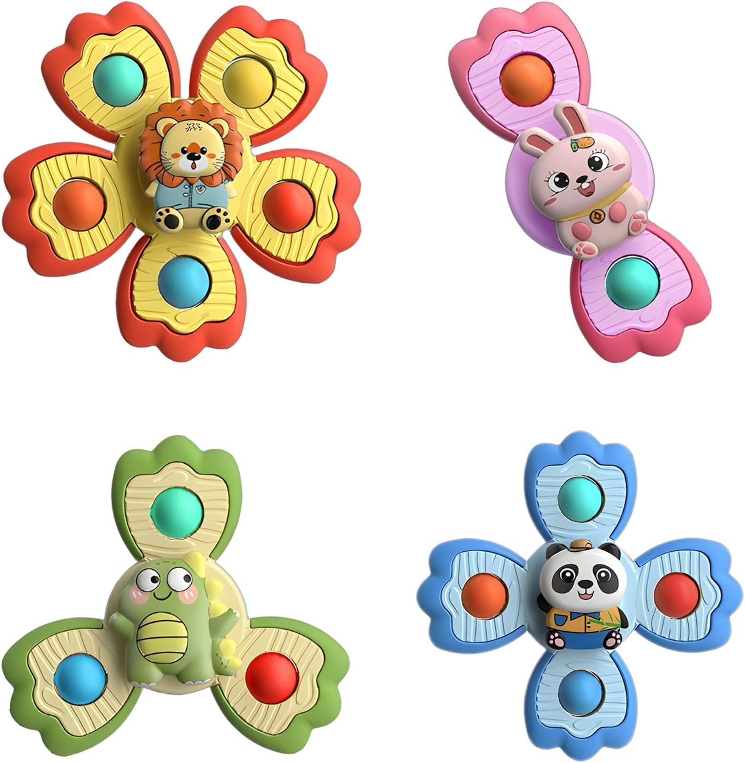 4 Pcs Pop Suction Cup Spinner Toys for 1 Year Old Baby|Baby Bath Toys|Sensory Toys for Toddlers 1-3|Spinning Toy for Boys and Girls|Airplane Car Travel Table & Window Toy Birthday Gifts for Infant - Image 2