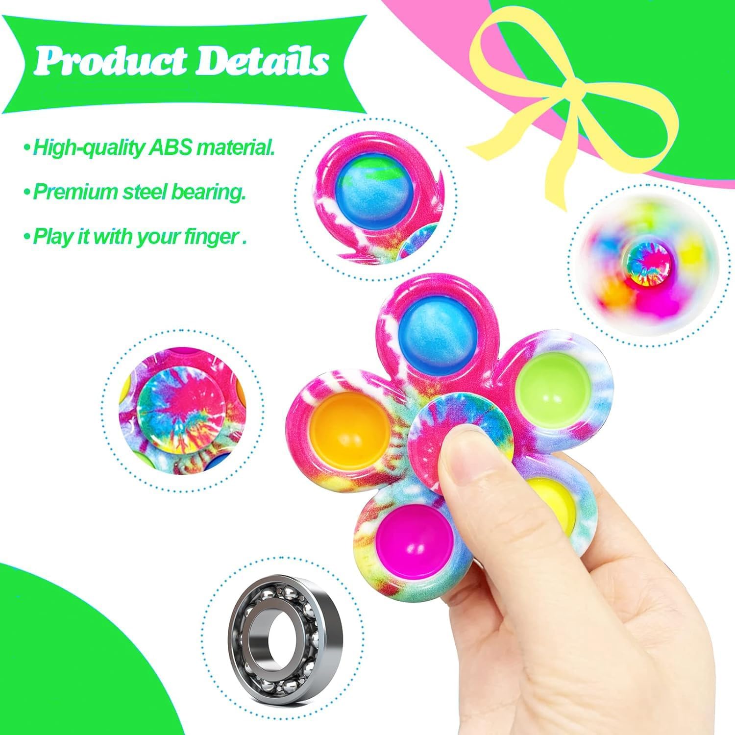 30Pcs Fidget Spinner Bulk Toys, ADHD Autism Fidgets for Teens Toddler, Sensory Pop it Fidget Toys Pack, Party Favors Gifts for Kids 8-12 3-5, Classroom Prizes for Girls Boys Students - Image 7