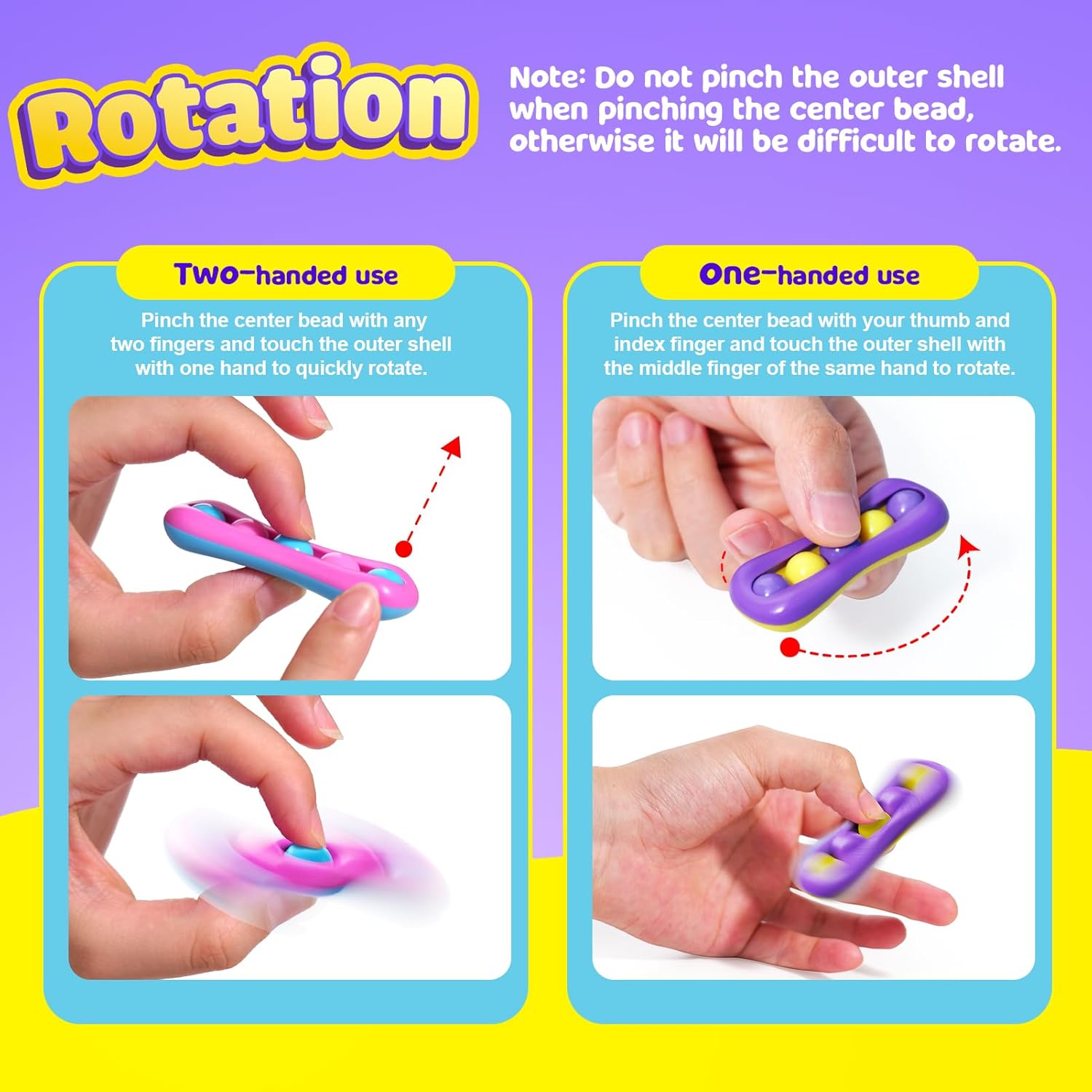 LESONG Fidget Sensory Toys for Kids: 6 Pack Colorful Finger Spinner Toys - Stress Relief ADHD Tools for Kids with Autism - Quiet Desk Fidgets for Anxiety Office Classroom - Image 4