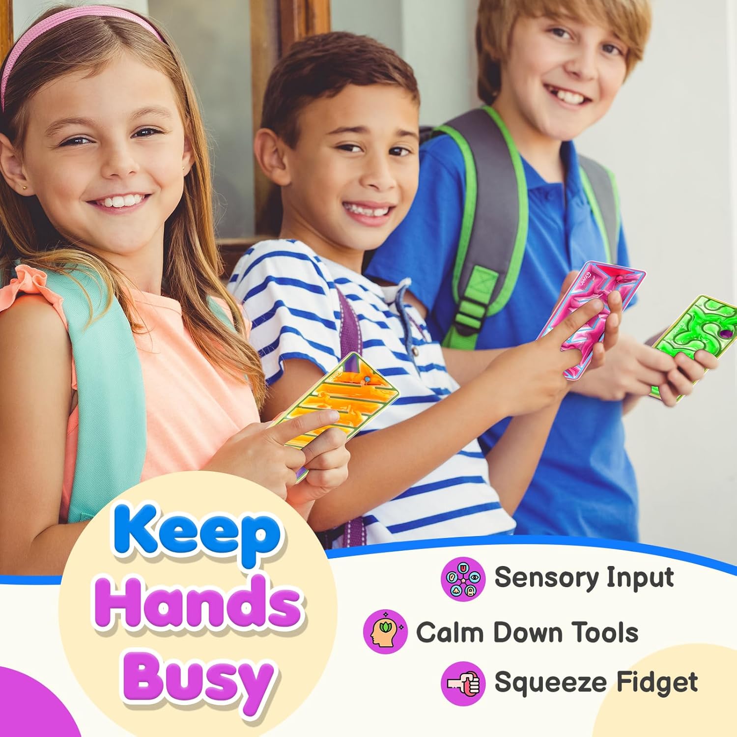 Squishy Sensory Fidget Autism Toys for Kids: Sensory Toys for Sepcial Need 6 Pack Maze - Quiet Fidget Sensory Filled Goo for Calming Down Classroom, Adult Office,Travel Essentials - Image 6