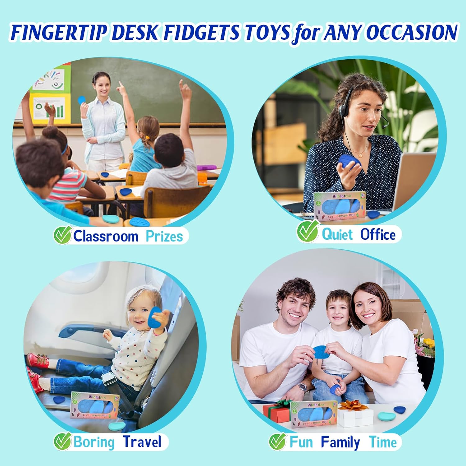 Fidget Toys Sensory Stones for Kids and Adults,6 PCS Texture Worry Stone for Anxiety Autism Teen Calm Down & ADHD Stress Relief,Quiet Fidgets for Classroom Small Prizes Gifts for Travel Toy - Image 6