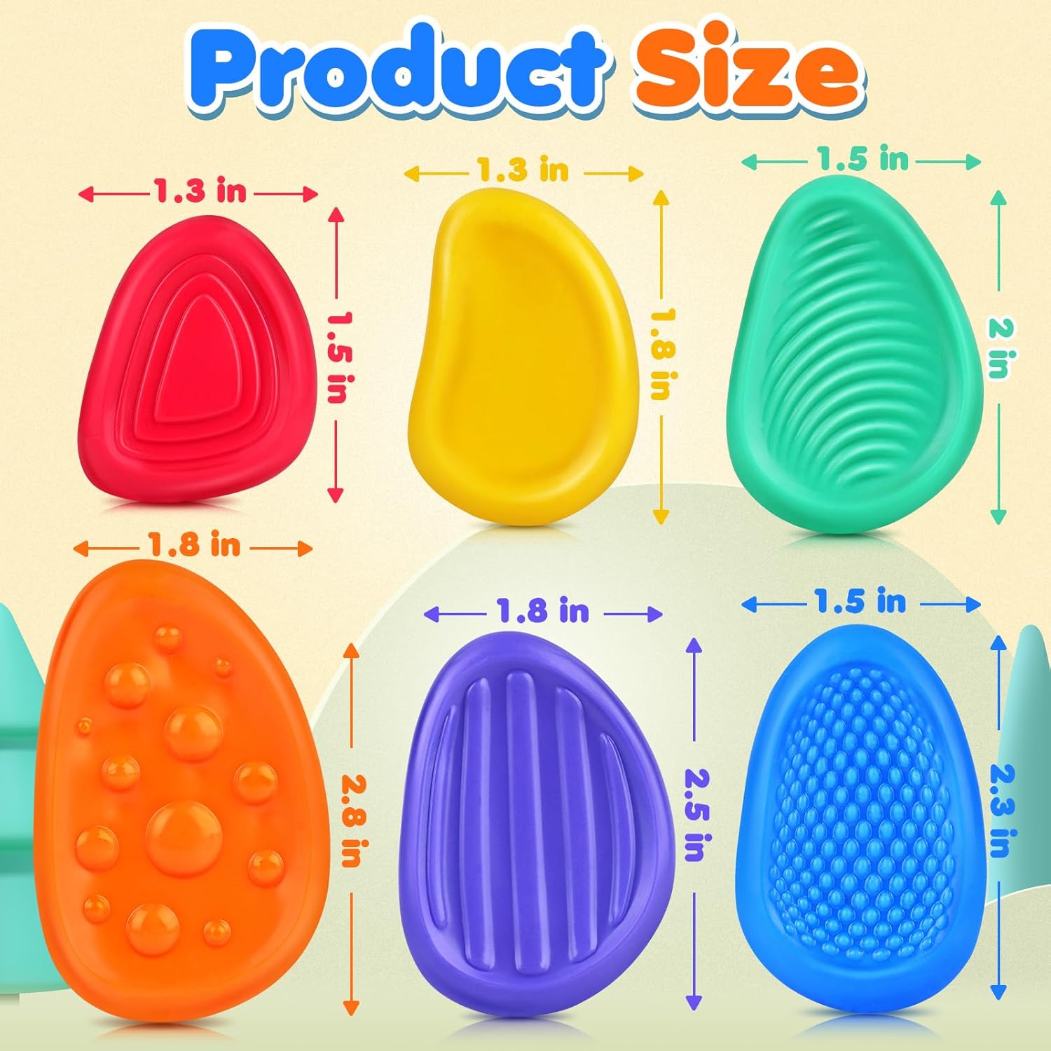 Fidget Toys Sensory Stone for Kids: 6 Pack Textured Soft Worry Stone for Autism Kids Calming - Fidget Stress Toys for Students Anxiety Relief - Small Prizes Fidget Toys - Image 3