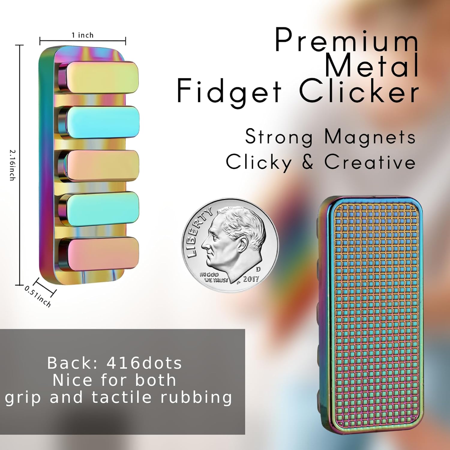 Fidget Toys for Adults, Metal Fidget Slider EDC Magnetic Haptic Fidget Clicker with 3 Noise Levels, Loud-Quieter-Quiet Adults Fidget Toy, Office Class Desk Magnetic Toys, Relief Stress and Anxiety - Image 3
