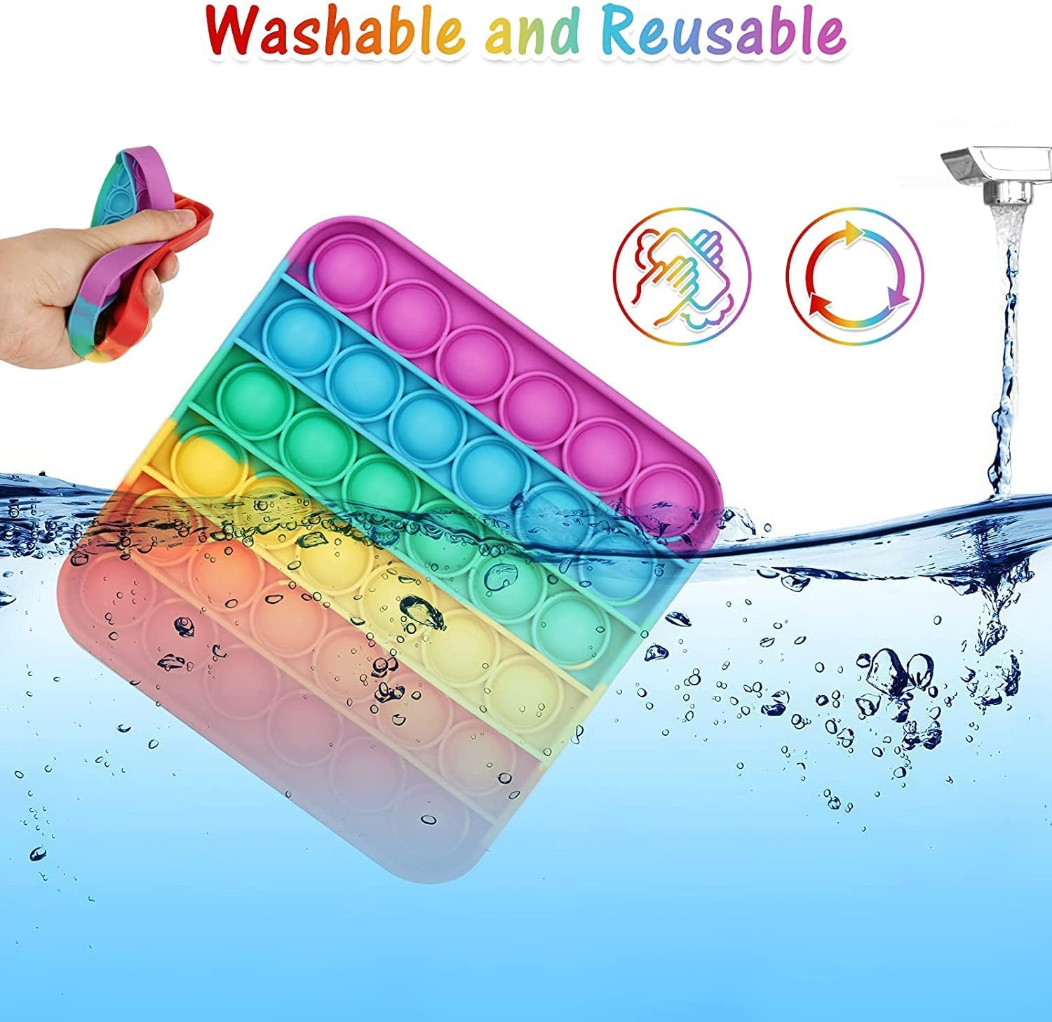 Multipurpose 4 Pack Rainbow Pop it Fidget Toy, Bubble Sensory Toy for Kids and Adults, Stress Reliever, 4 Shapes Poppers-Heart, Circle, Octagon, Square Pressure Relieving - Image 9