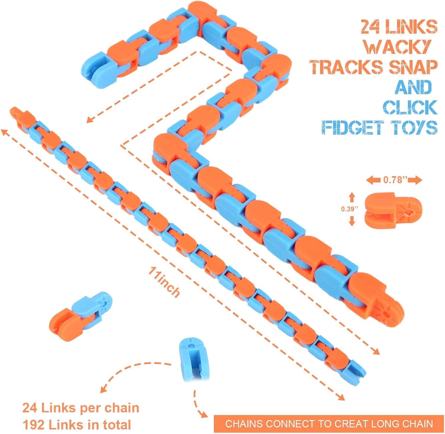8Pcs Fidgets Wacky Tracks Fidget Toys for Kids Classroom Students Gifts School Prizes Stocking Stuffers Sensory Autism Snap Fidget Click Snake Toys for Adults Travel Stress Relief ADHD - Image 7