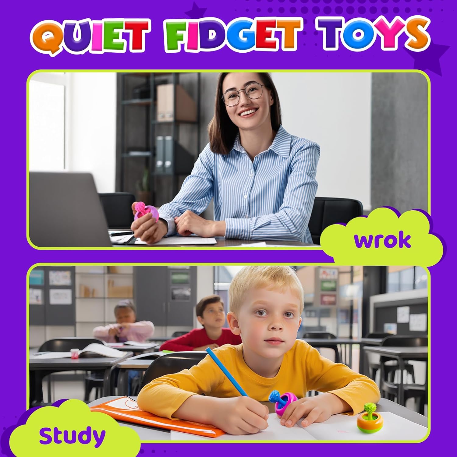 Sensory Fidget Toys for Kids Adults - 6 Pack 3D Printed Textured Fidget Toy for Students Classroom - Calming Autism Stress Toys for Special Needs Autistic Children - Calm Down Toy for Toddler 3+ - Image 5