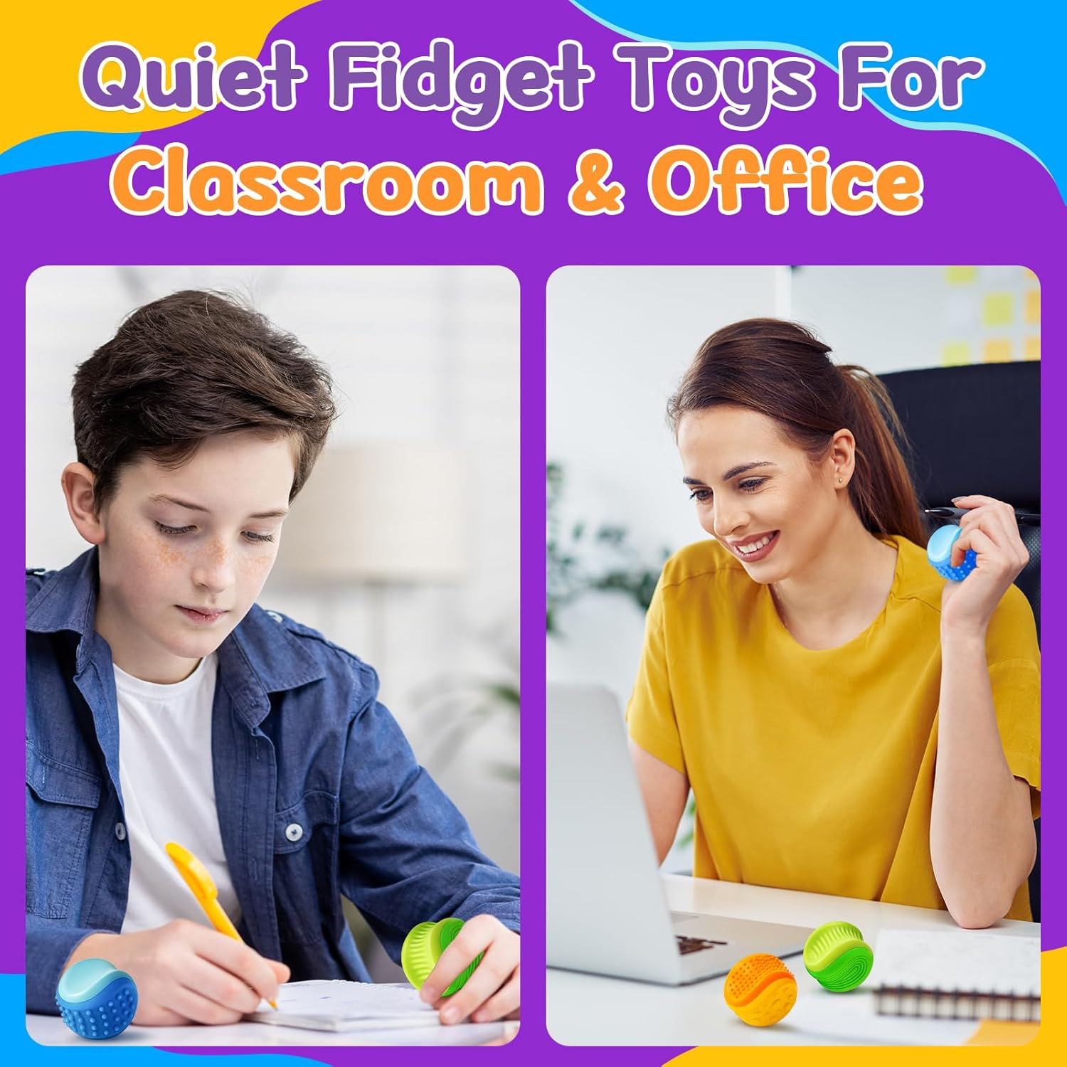 Fidget Toys Sensory Stone for Kids: 3 Pack Double Sided Textured Sensory Toys for Autism Children Calming - Quiet Stress Fidget Gadget for Student Classroom, Adult Office, Travel Essentials - Image 5