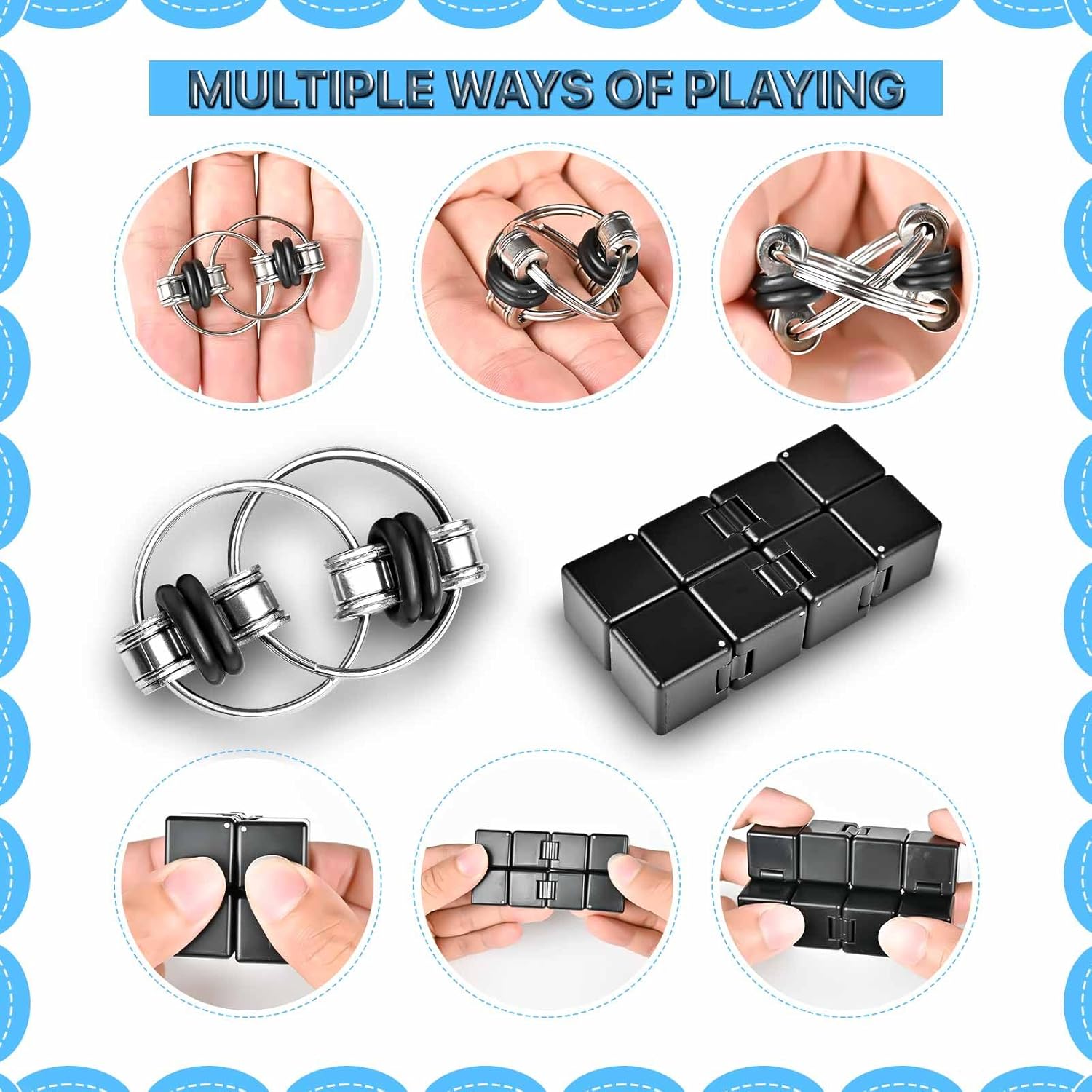 5PC Fidget Toys Adults Set Fidgets for Classroom Must Have Autism Sensory Pack Figette Cube ADHD Special Treasure Prize Tool Stress Relief Desk Cool Gadget for Kids Teen Christmas Stocking Stuffer - Image 3