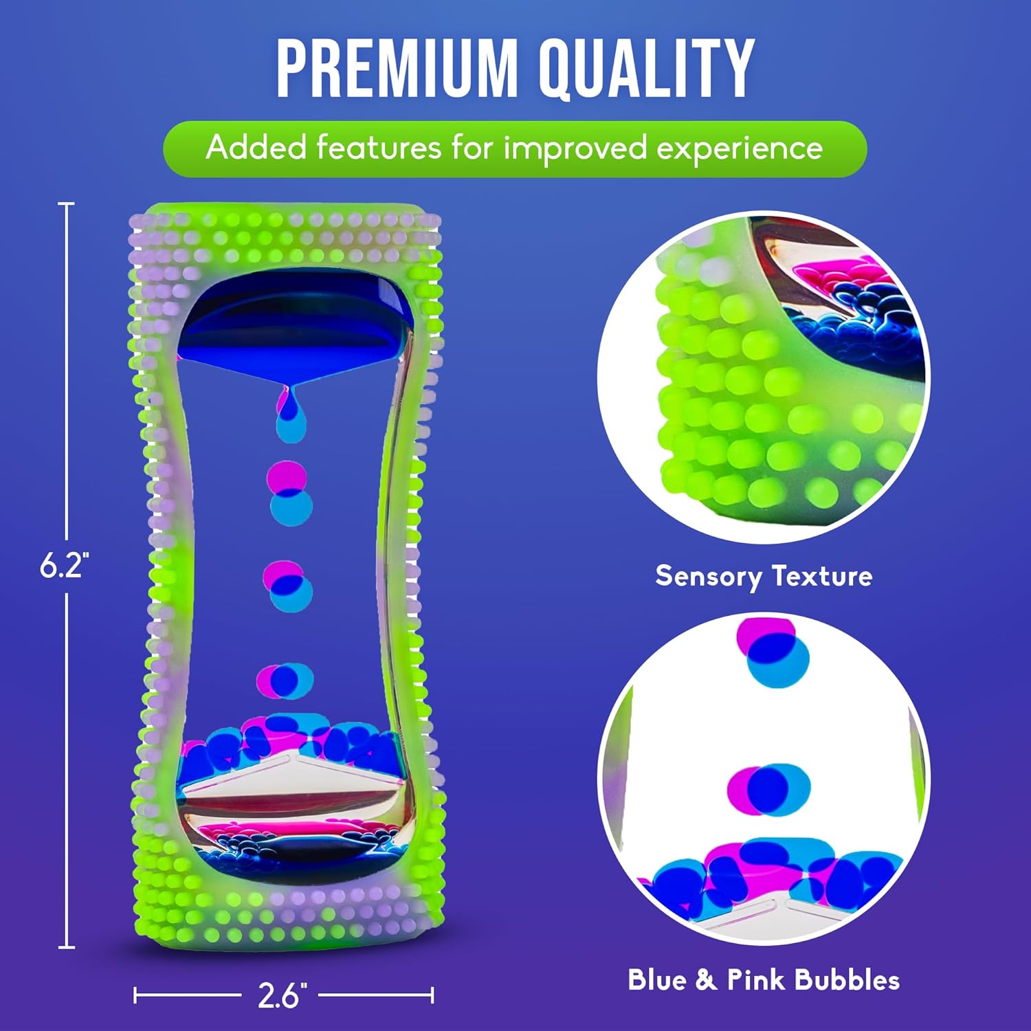 BUNMO Liquid Motion Bubbler Glow-in-The-Dark Sensory Toy for Kids & Adults – Calming Fidget Toy for Focus & Mindfulness, Fidget Relaxation Timer – Colorful Visual Bubble Timer for Desk & Travel - Image 6