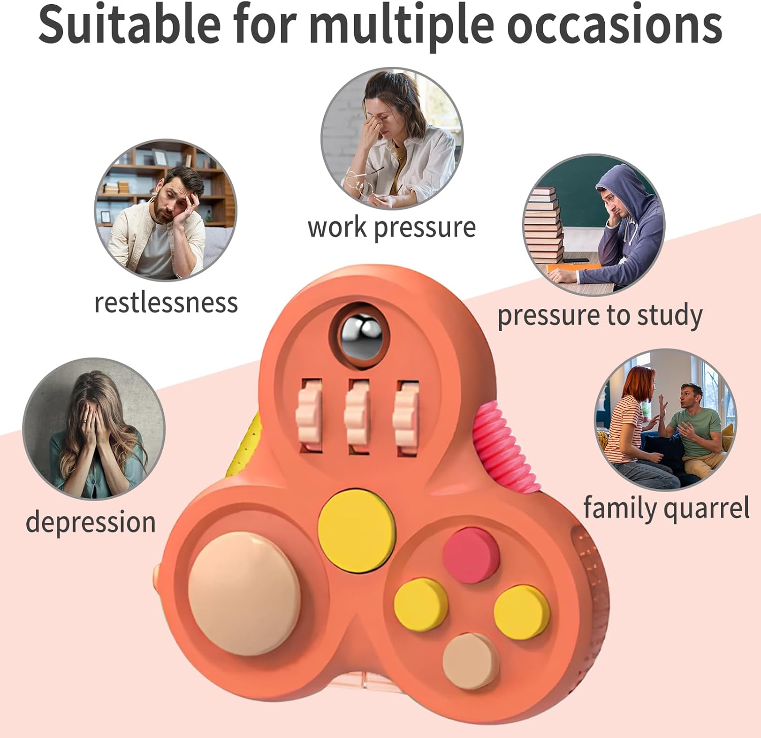 Fidget Toys for Adults,1PCS Fidget Pad Easter Basket Stuffers for Boys Girls,Sensory Toys Stress Relief Cube Clicker Controller,ADHD Autism Fidget Spinner for Office Desk Travel Games - Image 3