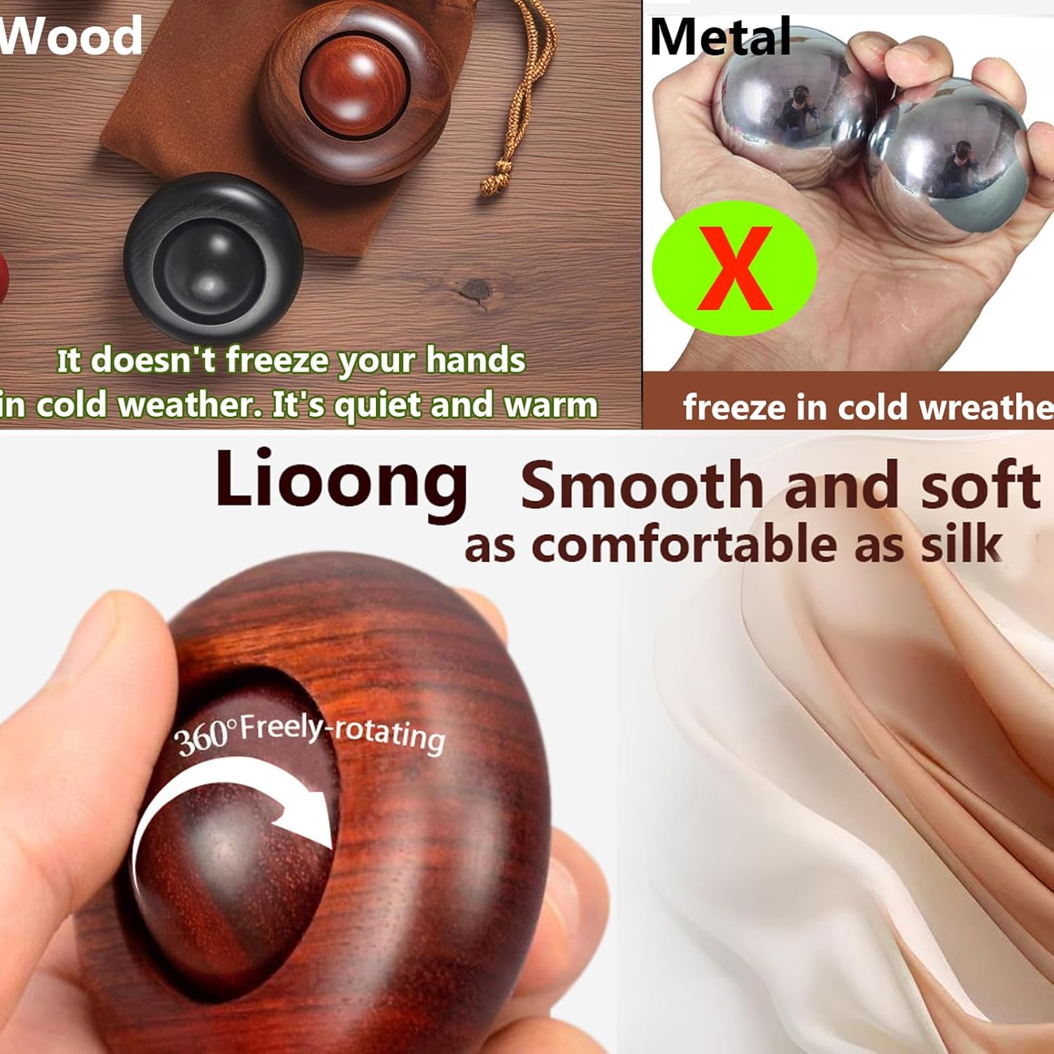 2pcs Silent Fidgets Toys for Adults ,Stress Relief Fidget Roller Wooden Quiet Fidget Toys for Men Women Office Anxiety Noiseless Sensory Toys - Image 4