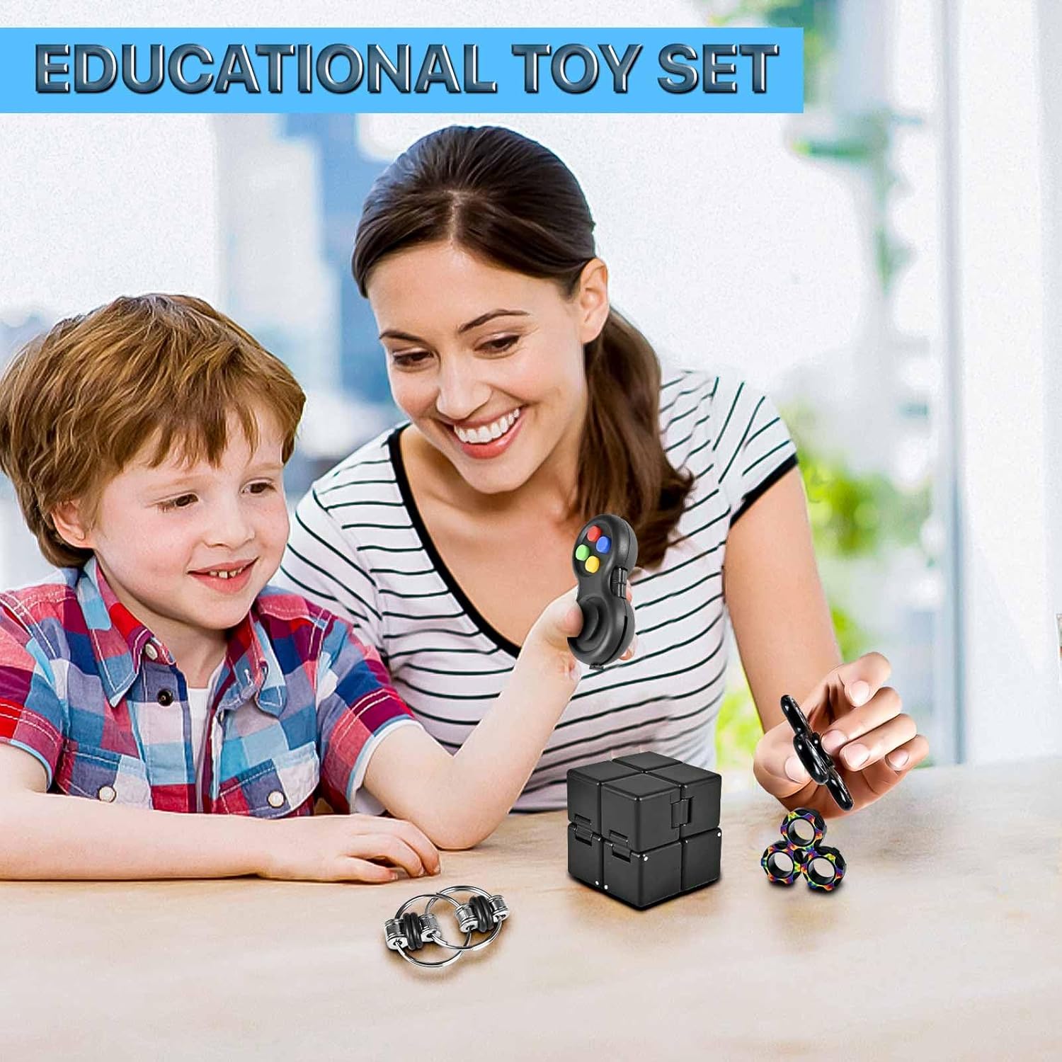 5PC Fidget Toys Adults Set Fidgets for Classroom Must Have Autism Sensory Pack Figette Cube ADHD Special Treasure Prize Tool Stress Relief Desk Cool Gadget for Kids Teen Christmas Stocking Stuffer - Image 6