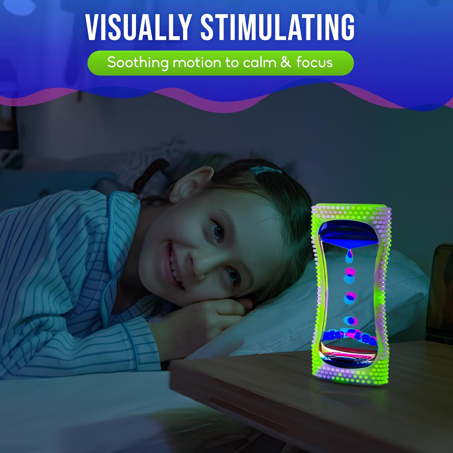 BUNMO Liquid Motion Bubbler Glow-in-The-Dark Sensory Toy for Kids & Adults – Calming Fidget Toy for Focus & Mindfulness, Fidget Relaxation Timer – Colorful Visual Bubble Timer for Desk & Travel - Image 8