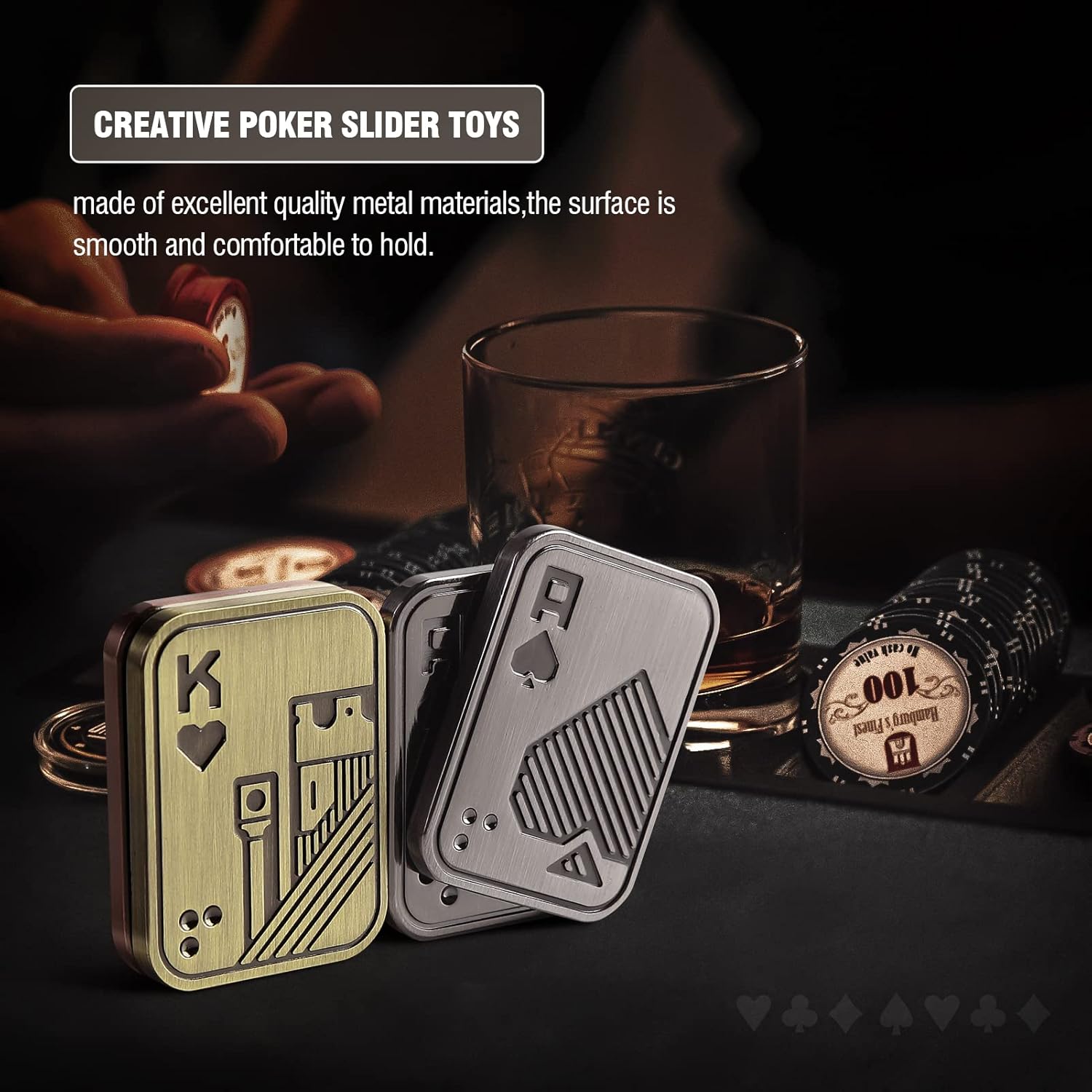 Fidget Toys Adults, EDC Metal Fidget Slider, Magnetic Poker Push Card, Sensory Toys for Anxiety ADHD Autism, Cool Fidgets for Teens Boy, Small Magnet Toys for Stress Relief Gifts - Image 7