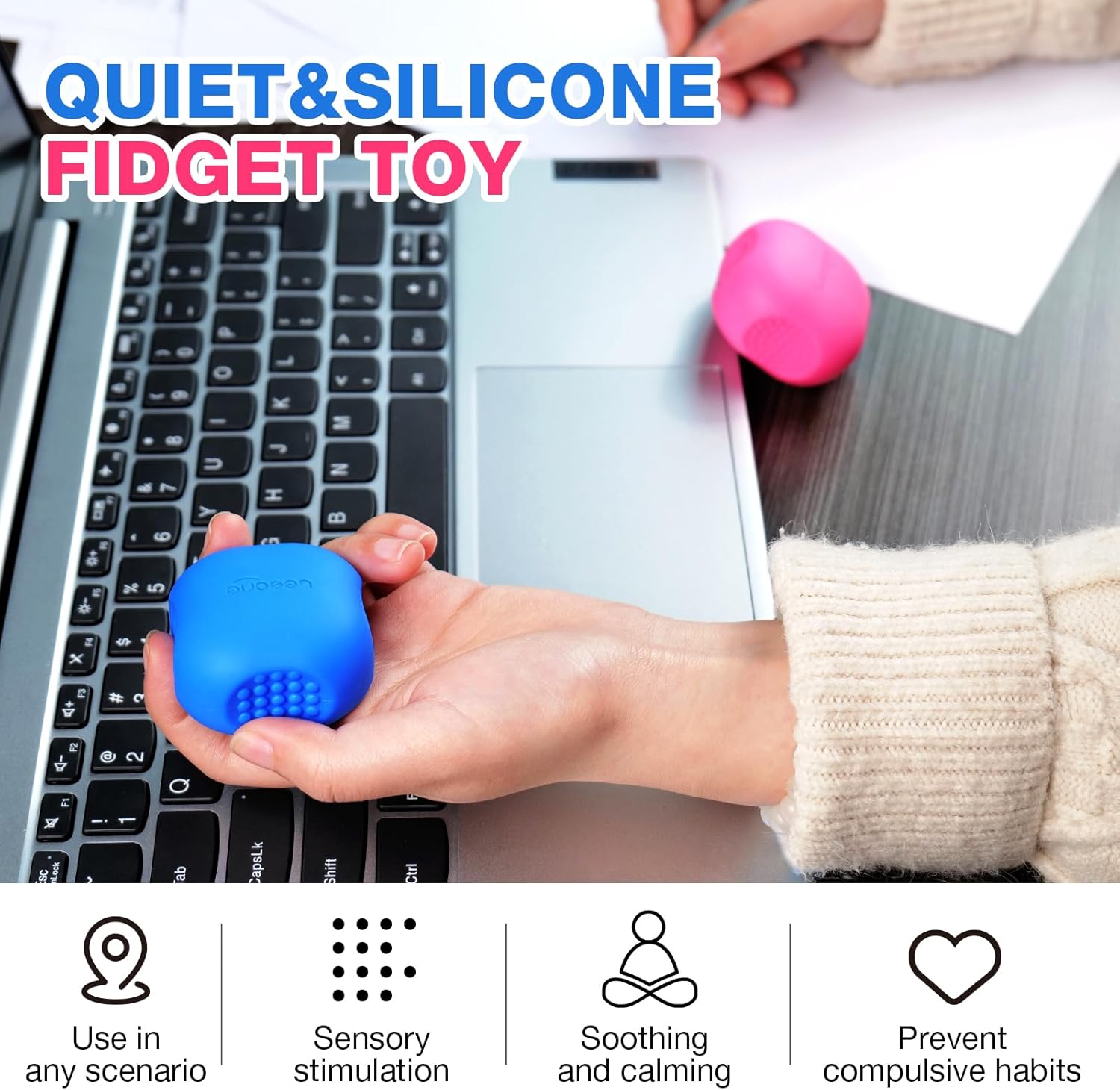 Sensory Fidget Toys for Adults Kids: 2 Pack Textured Fidget Toys for Adults Office Anxiety Relief - Sensory Toys for Kids Autism ADHD - Small Quiet Fidgets for Classroom - Image 6