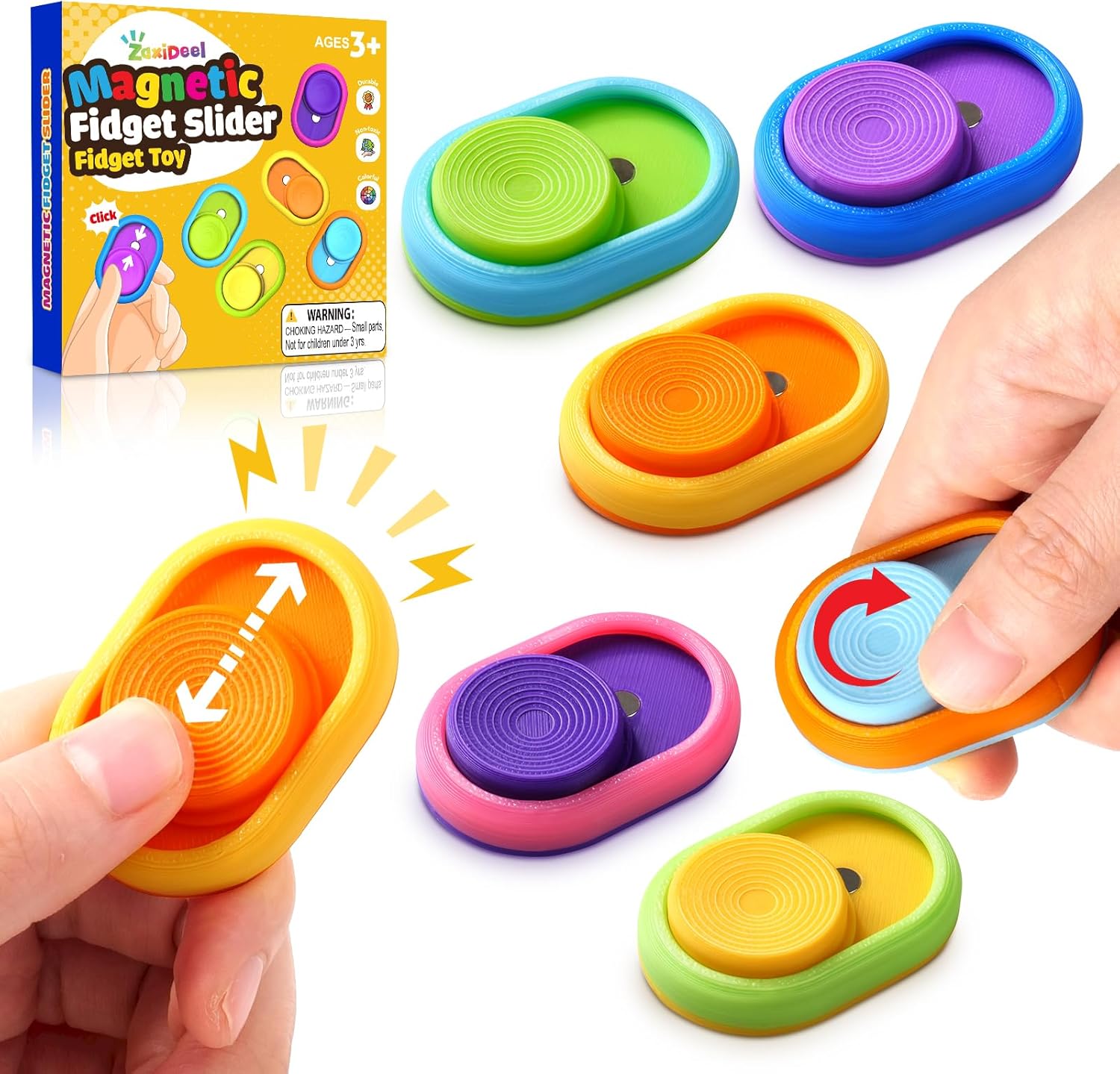Magnetic Fidget Toys Kids Adults: 6 Pack Fidget Slider for Stress Relief, Calm Down Sensory Toys for Anxiety ADHD Autistic, Small Fidgets Toy for Classroom Prize Travel, Children Teens Gift - Image 2