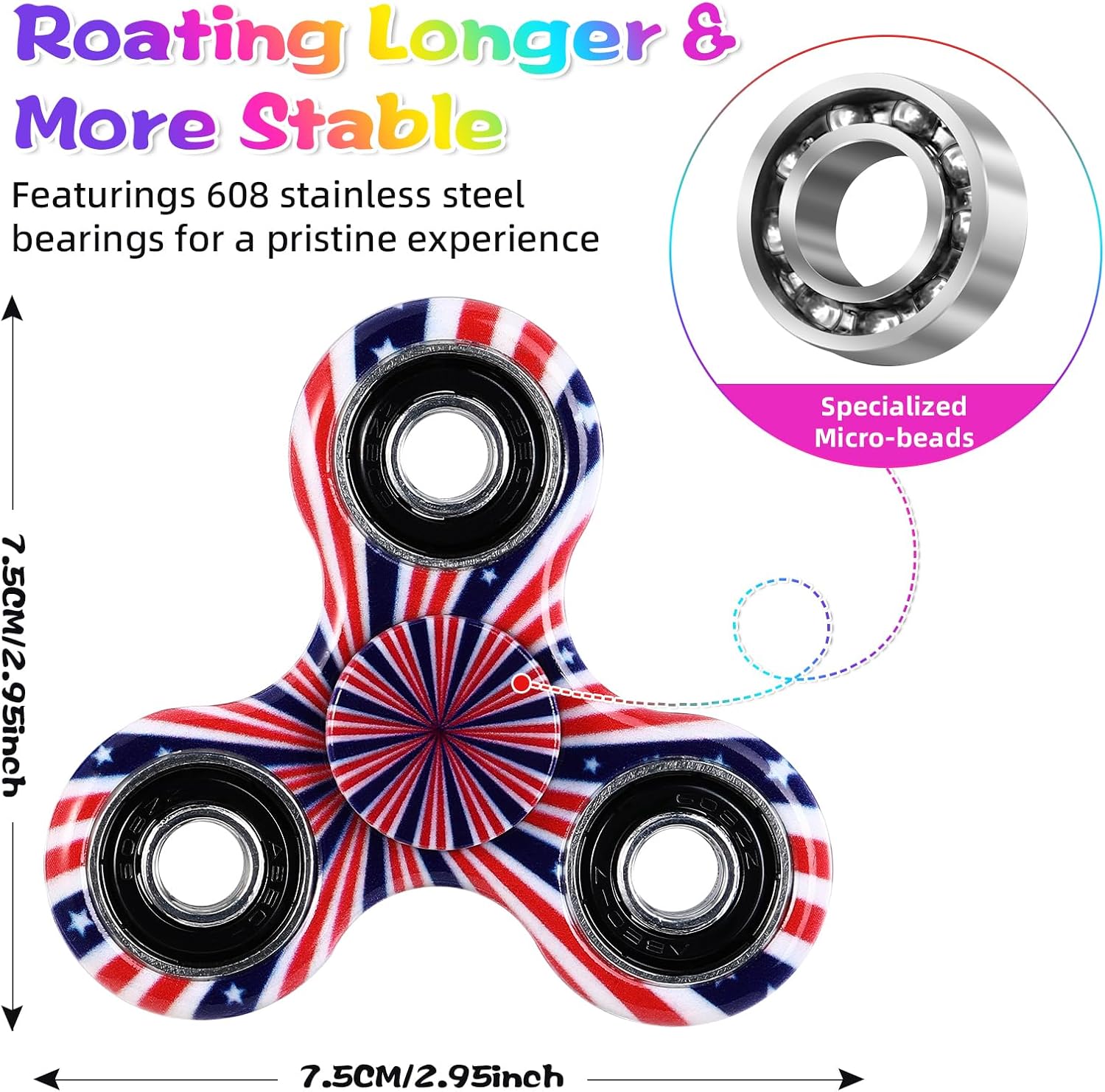SCIONE 48 Pack Fidget Spinner Goodie Bag, Anxiety Stress Relief Fidget Toy Pack-Hand Spinner Party Favors for Kid Adult, Stocking Stuffer, Easter Basket Stuffers, Classroom Prizes - Image 5