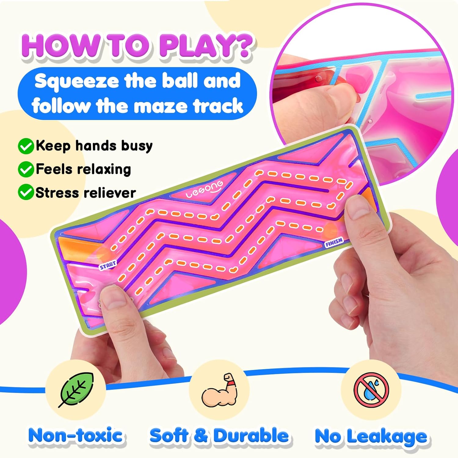 Squishy Sensory Fidget Autism Toys for Kids: Sensory Toys for Sepcial Need 6 Pack Maze - Quiet Fidget Sensory Filled Goo for Calming Down Classroom, Adult Office,Travel Essentials - Image 3