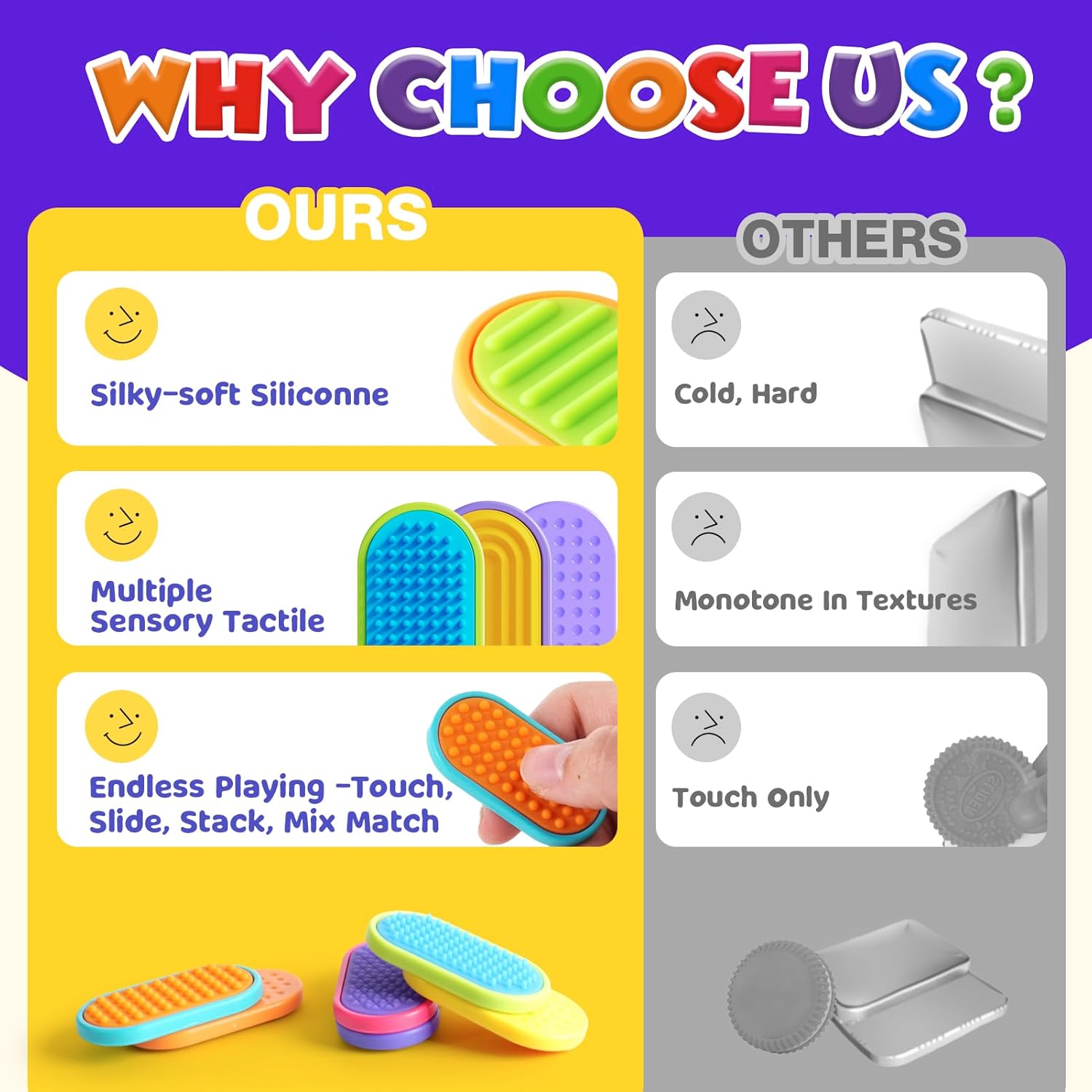 Sensory Fidget Magnet Toys for Kids: Textured Silicone Magnetic Sliders Stress Fidgets for Autism Calming, Anxiety Relief Fun Small Fidget Toys for Adults Office Desk / Travel Classroom Must Haves - Image 4
