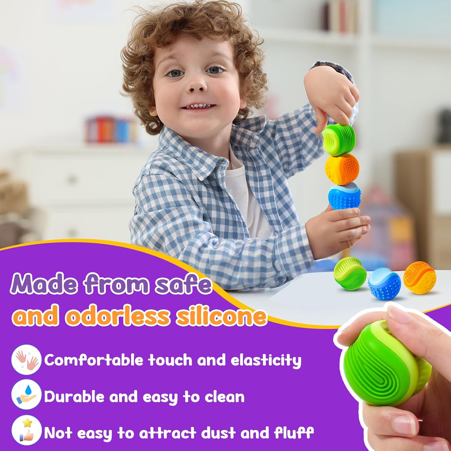 Fidget Toys Sensory Stone for Kids: 3 Pack Double Sided Textured Sensory Toys for Autism Children Calming - Quiet Stress Fidget Gadget for Student Classroom, Adult Office, Travel Essentials - Image 6