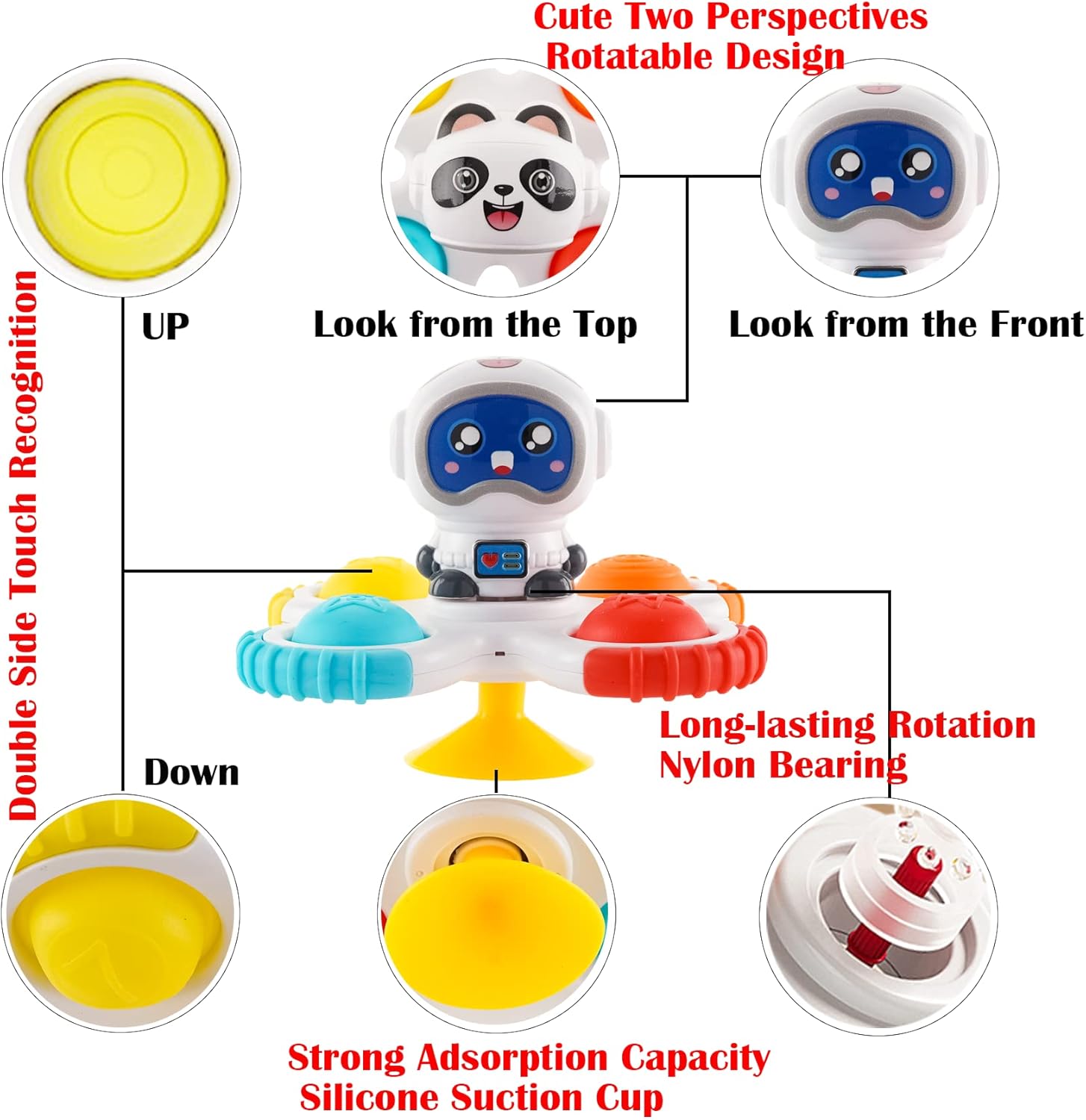 Suction Cup Spinner Toy for Baby 12-18Months, Bath Toys for Toddlers 1-3, Boys and Girls 1st Birthday Sensory Toys Gifts - Image 4
