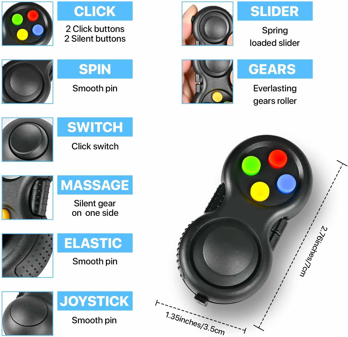 5PC Fidget Toys Adults Set Fidgets for Classroom Must Have Autism Sensory Pack Figette Cube ADHD Special Treasure Prize Tool Stress Relief Desk Cool Gadget for Kids Teen Christmas Stocking Stuffer - Image 4