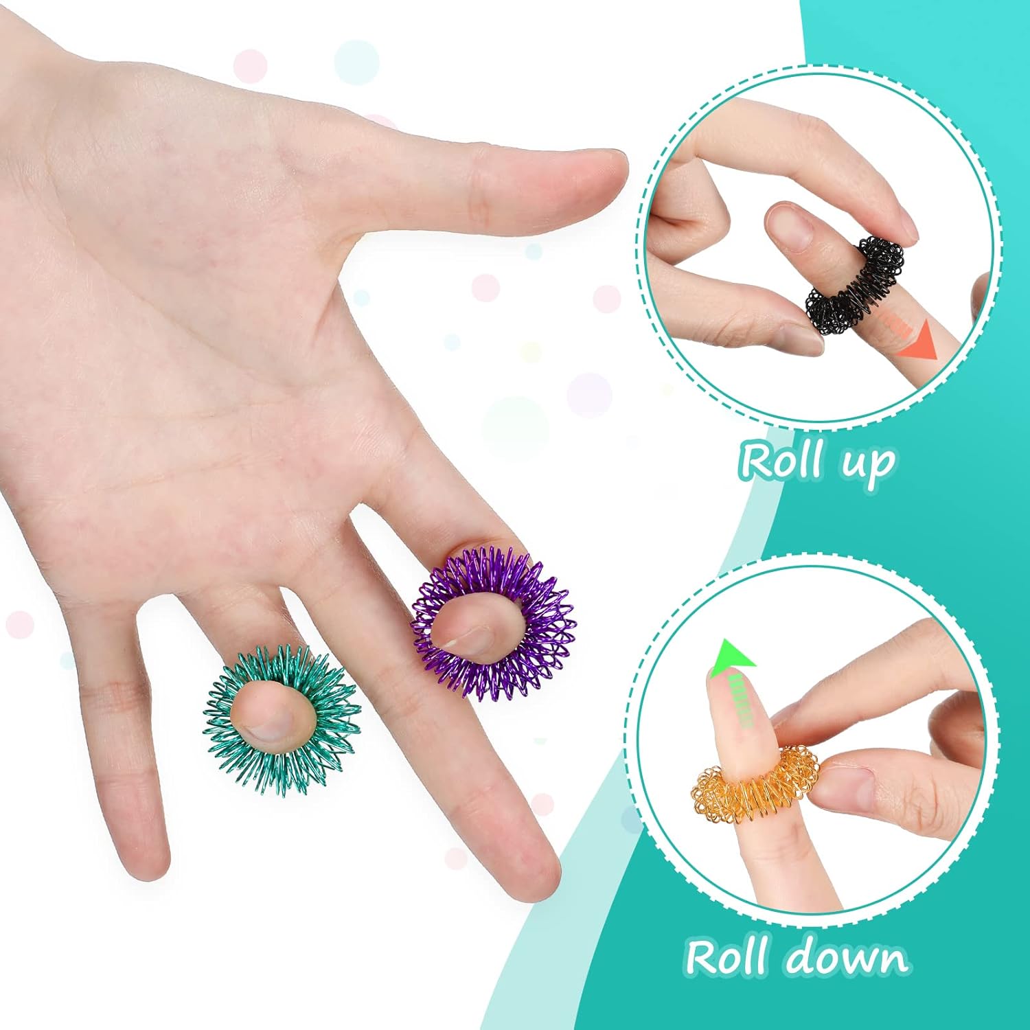 200 Pcs Acupressure Rings Fidget Spiky Sensory Finger Massager Ring Stress Relief Fidget Sensory Toys Anxiety Relief Toys Stress Reducer for Men, Women(Classic Color) - Image 6