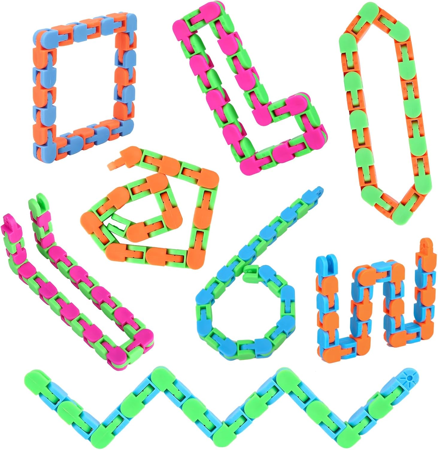 8Pcs Fidgets Wacky Tracks Fidget Toys for Kids Classroom Students Gifts School Prizes Stocking Stuffers Sensory Autism Snap Fidget Click Snake Toys for Adults Travel Stress Relief ADHD - Image 2