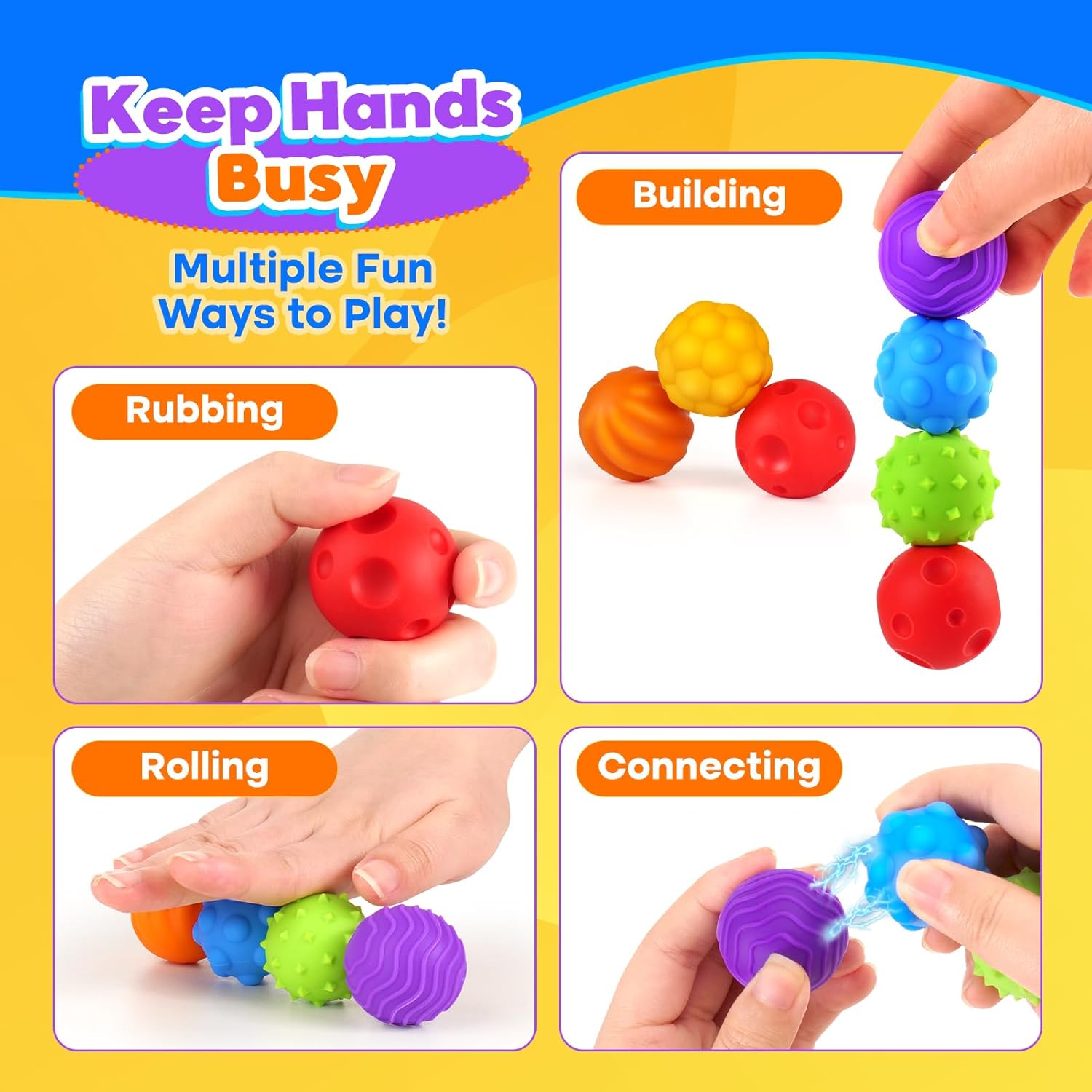 LESONG Magnetic Balls Fidget for Kids: Sensory Items Large Silicone Magnet Balls - Quiet Fidget Toys for Anxiety ADHD Autism Office Travel Classroom - Gifts for Boys Girls (6 Pack) - Image 3