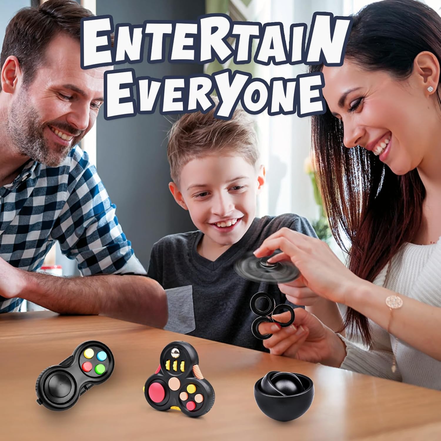 Fidget Toys Adults Pack 5Pcs,Fidget Spinner with Magnetic Rings Gyro,Fidget Controller Autism Sensory Toys,ADHD Stress Anxiety Desk Fidgets,Easter Basket Stuffers for Kids Teen Boys(BK) - Image 6