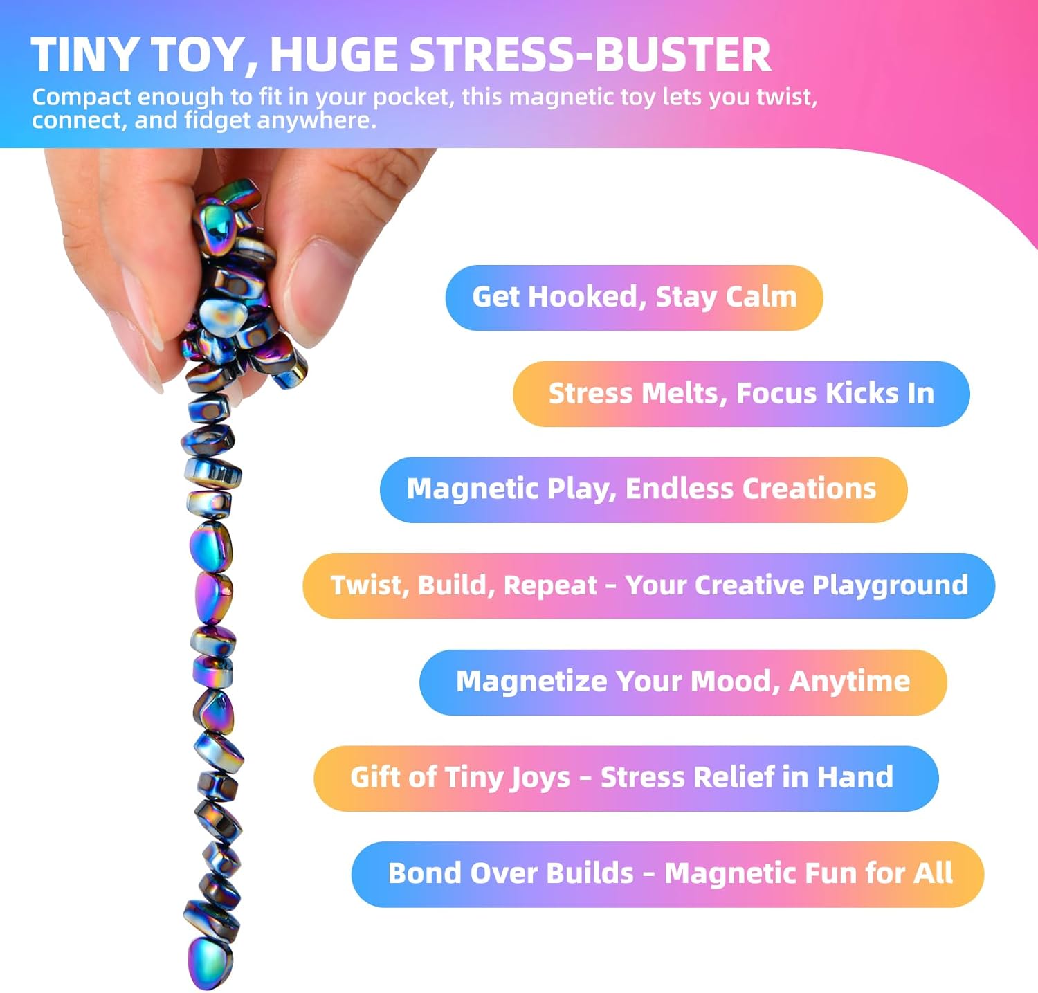 550pcs Fidget Toys for Adults & Teens,Weak Magnetic Balls Ferrite Putty Colorful,Stress Relief Sensory Toys for Autism ADHD Anxiety,Magnet Balls Desk Toys for Adults/Fidgets Toys Adults Gifts - Image 6