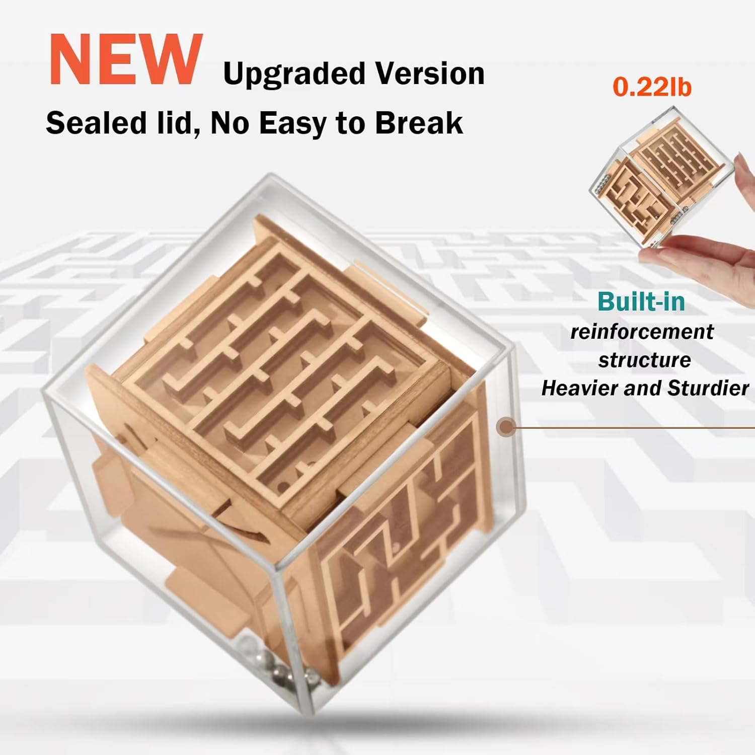 Fidget Puzzle Cube for Kids and Adults - 6-Sided Wooden Puzzle Game Fidget Toy for Anxiety Relief - Handheld Maze Cube for Travel - 3D Brain Teaser Magic Cube for ADHD Autism Kids & Teenage - Image 4