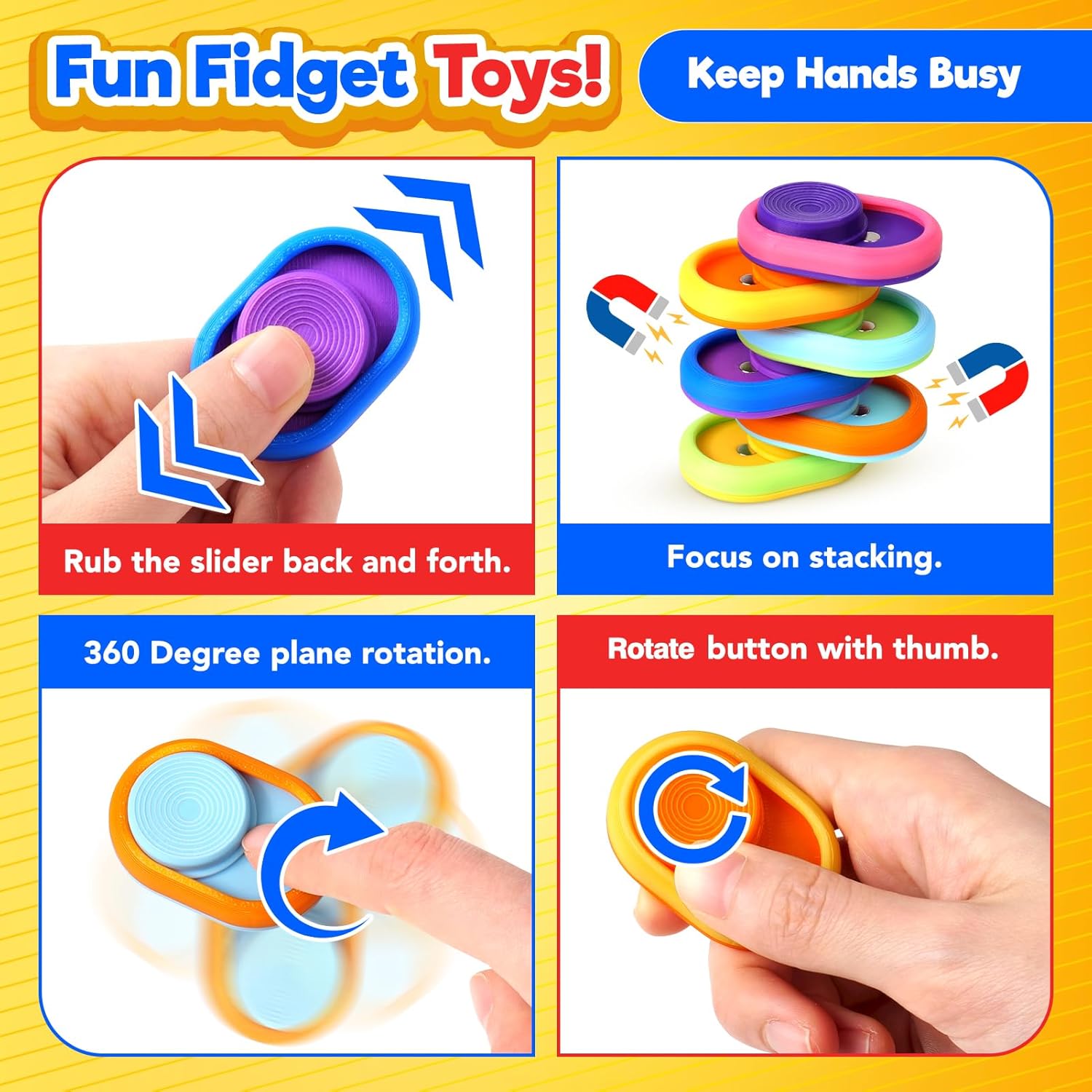 Magnetic Fidget Toys Kids Adults: 6 Pack Fidget Slider for Stress Relief, Calm Down Sensory Toys for Anxiety ADHD Autistic, Small Fidgets Toy for Classroom Prize Travel, Children Teens Gift - Image 3