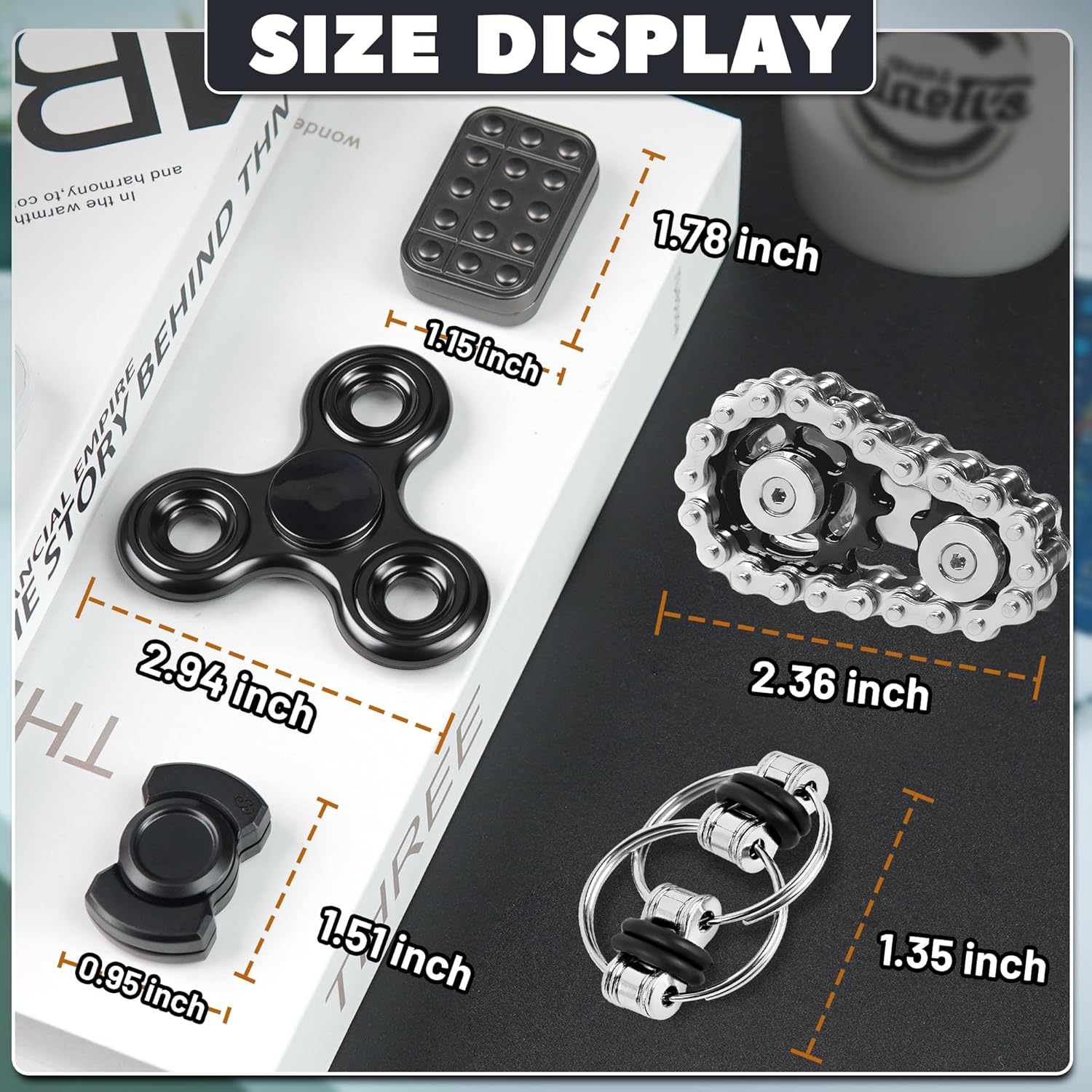 5 Pcs Fidget Toys Adults & Teen Metal Fidgets Spinner Magnetic Slider Cool Gadgets Office Desk Toy Stress Relief Sensory Items for Autism ADHD Anxiety Stocking Stuffers for Adult Men Teen Gift - Image 3