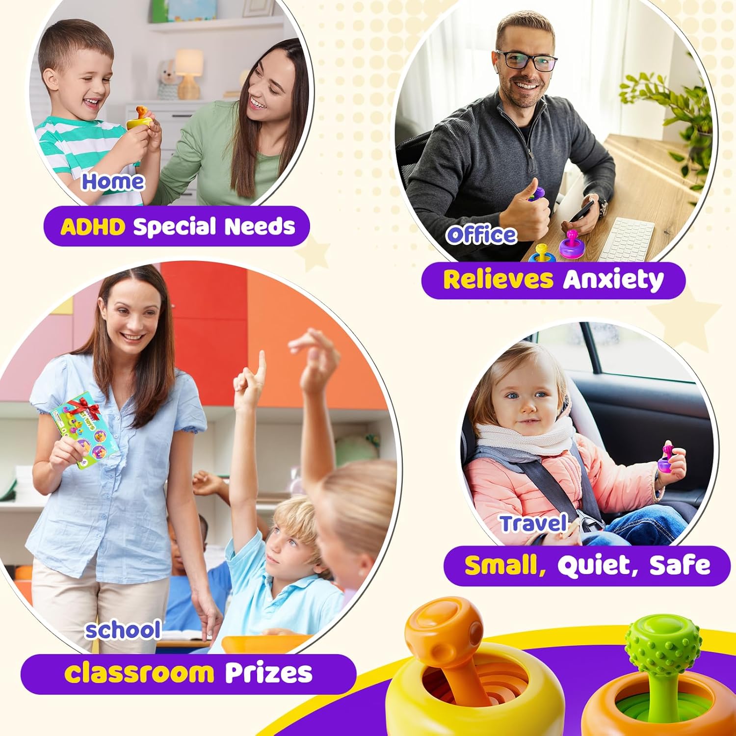 Sensory Fidget Toys for Kids Adults - 6 Pack 3D Printed Textured Fidget Toy for Students Classroom - Calming Autism Stress Toys for Special Needs Autistic Children - Calm Down Toy for Toddler 3+ - Image 8