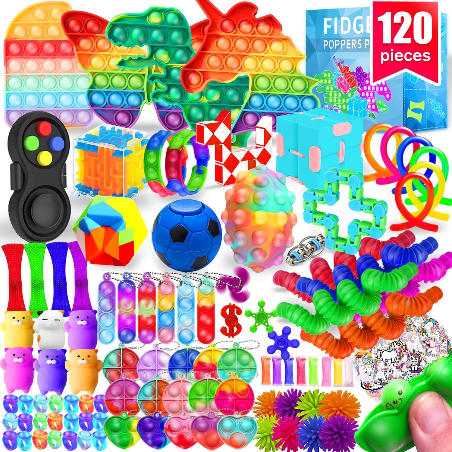 Fidget Toys, 120 Pack Fidgets Set Stocking Stuffers for Kids Party Favors Autism Sensory Toy Bulk Adults Kids Boys Girls Teens Stress Autistic ADHD Anxiety Carnival Treasure Classroom Prizes - Image 2