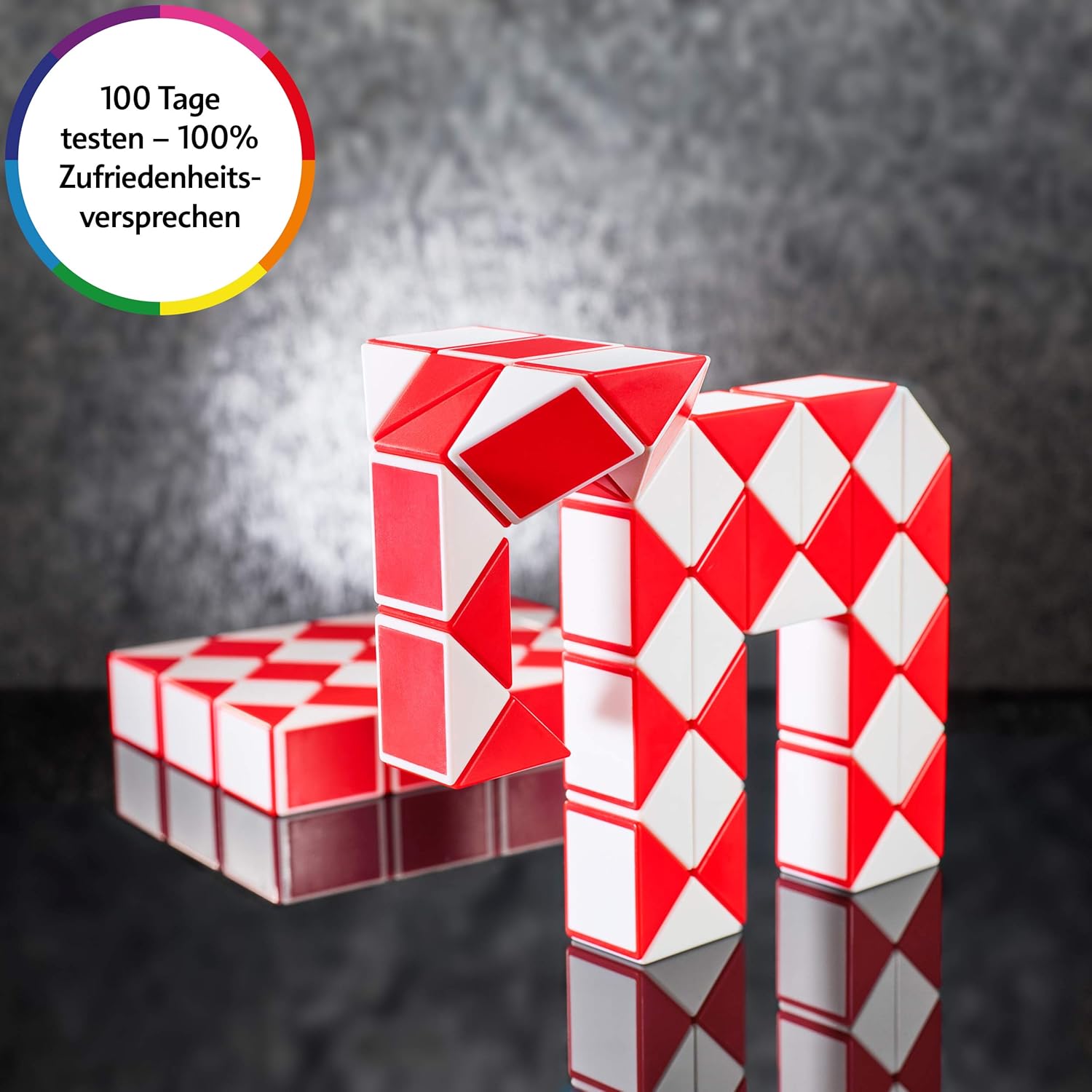 CUBIDI® Magic Snake Cube | Fidget Snake Toy for Kids | Travel Toys for Kids Ages 4-8 | Great Gift for Boys and Girls Birthday, Christmas, Stocking Stuffers - 48 Blocks | 0.9 inch x 0.7 inch | Red - Image 5